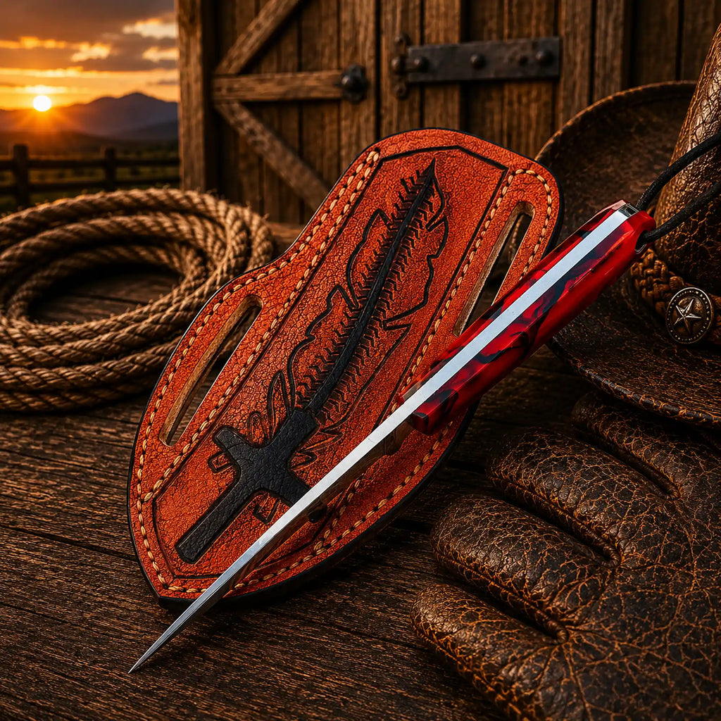 Custom Pancake Sheath Knife – Rasp File Blade Resin Handle
