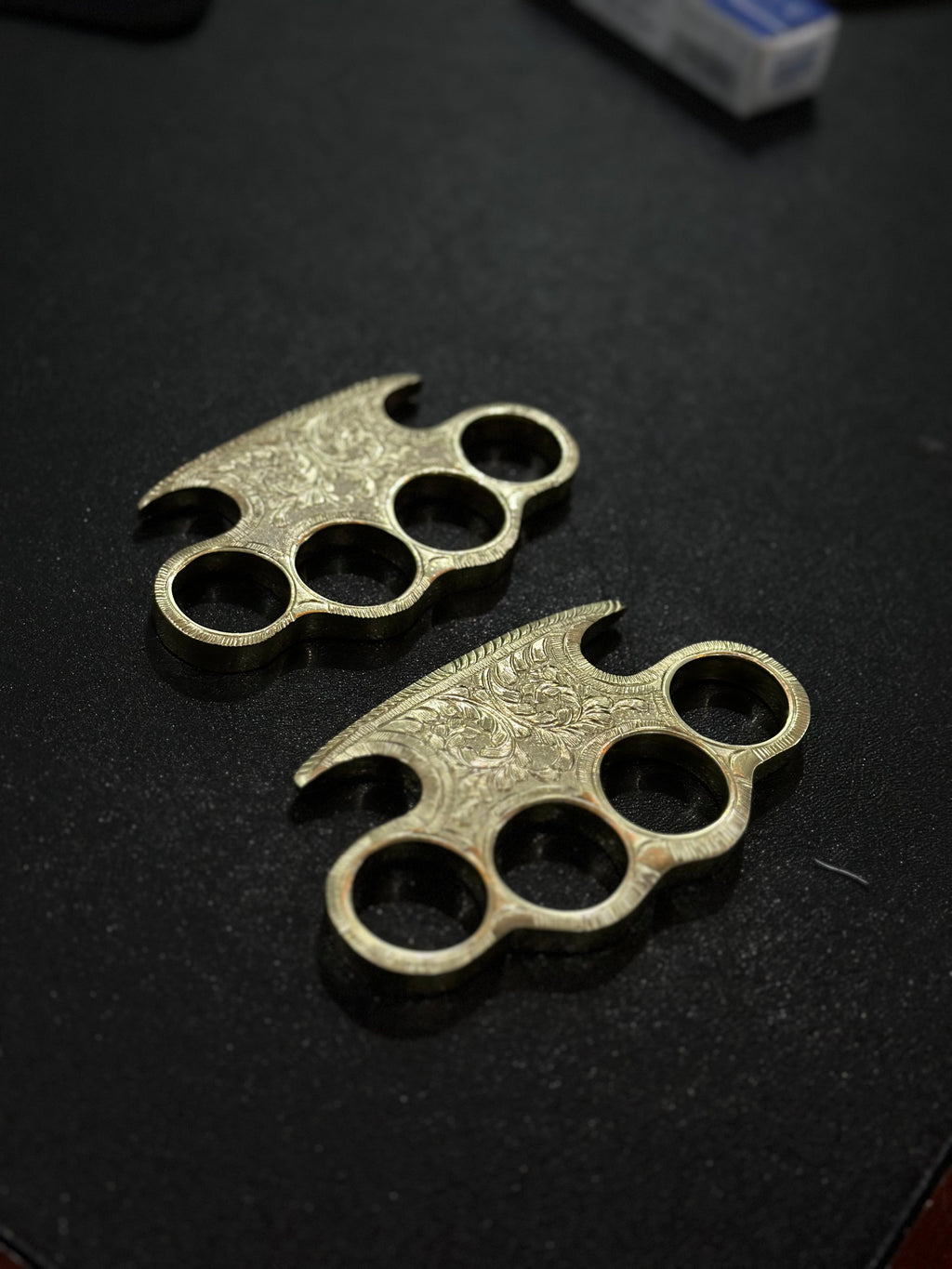 Custom Handmade Brass Engraved Knuckle with Belt Loop Leather Case - Solid Brass Self-Defense Duster