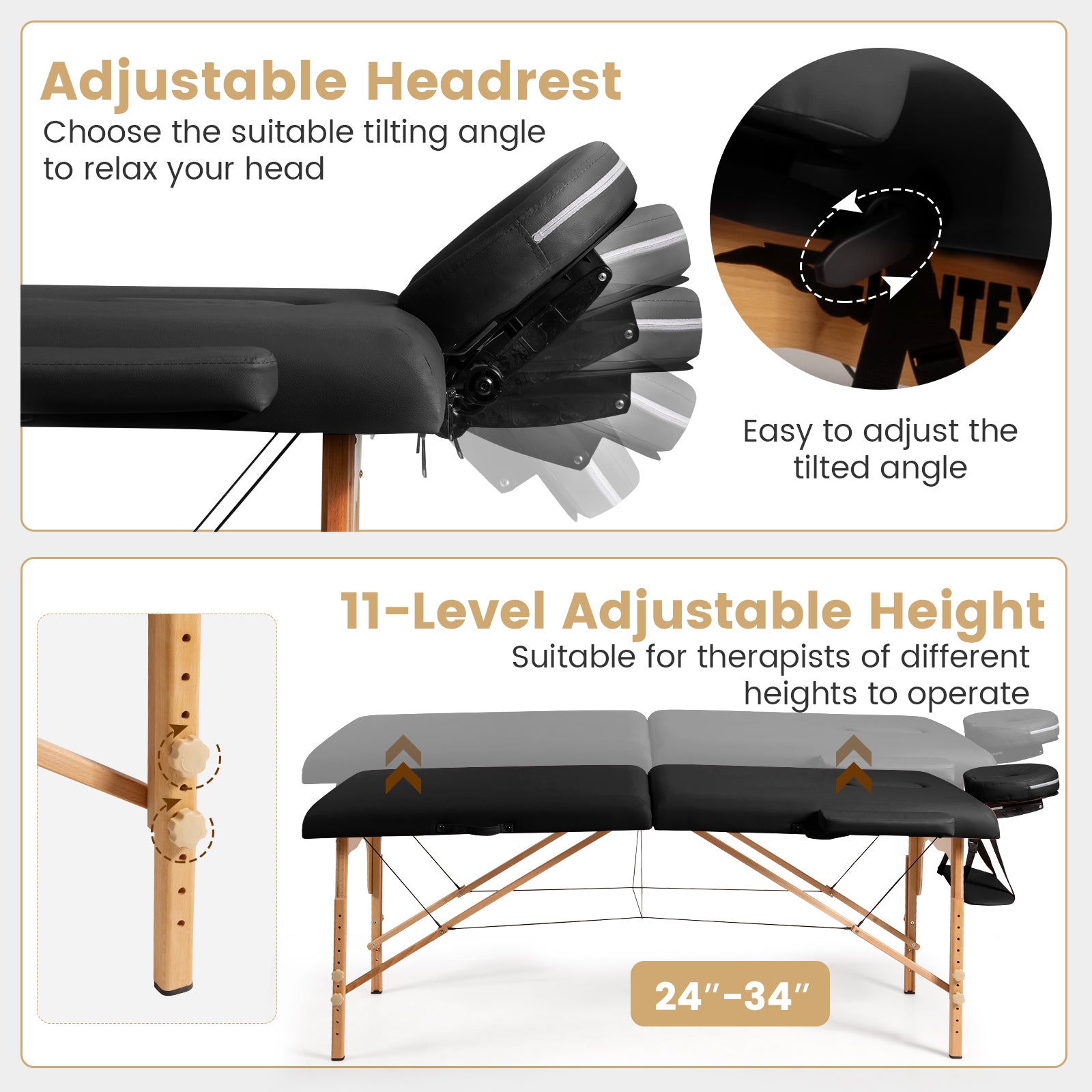 Portable Adjustable Facial Spa Bed with Carry Case