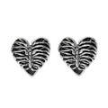 Heart Rib Cage Gothic Stud Earrings Silver Plated For Women