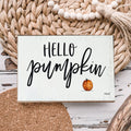 Hello Pumpkin Rustic Wood Sign 6x4 Fall Home Decor Off White Black Script