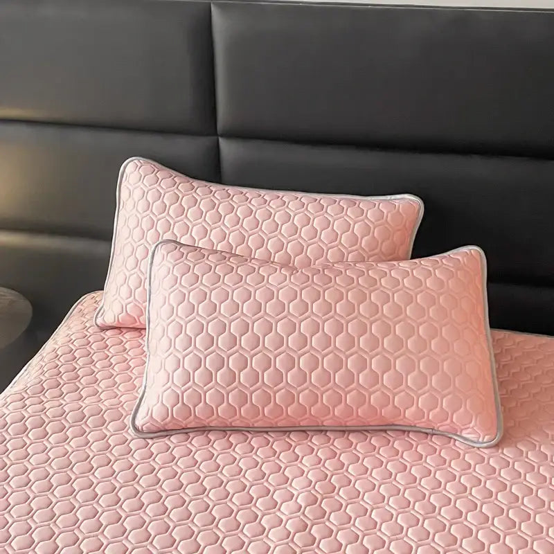 DecorBites™ Cool Latex Filled Bed Sheet Set with Ice Silk Cooling Mat & Pillowcases