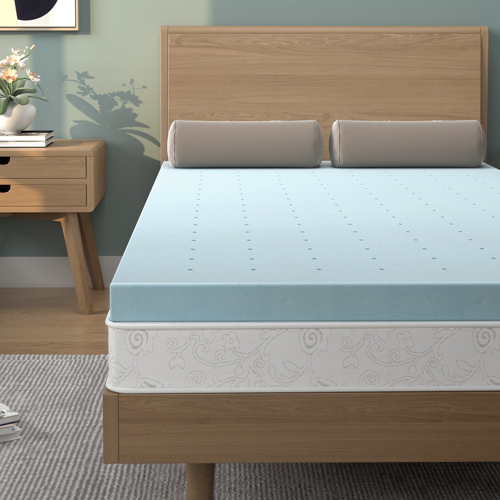 4 Inch Gel Injection Memory Foam Mattress Top Ventilated Mattress Double Bed