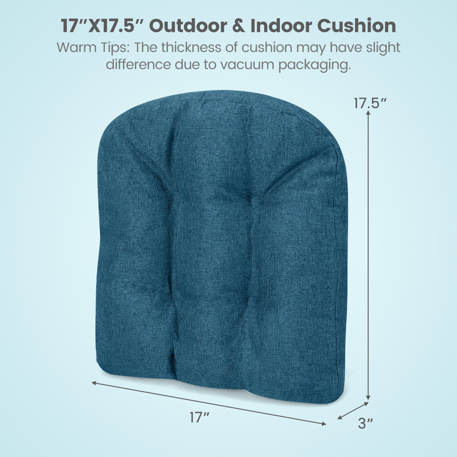 4 Pack 17.5 x 17 Inch U-Shaped Chair Pads with Polyester Cover