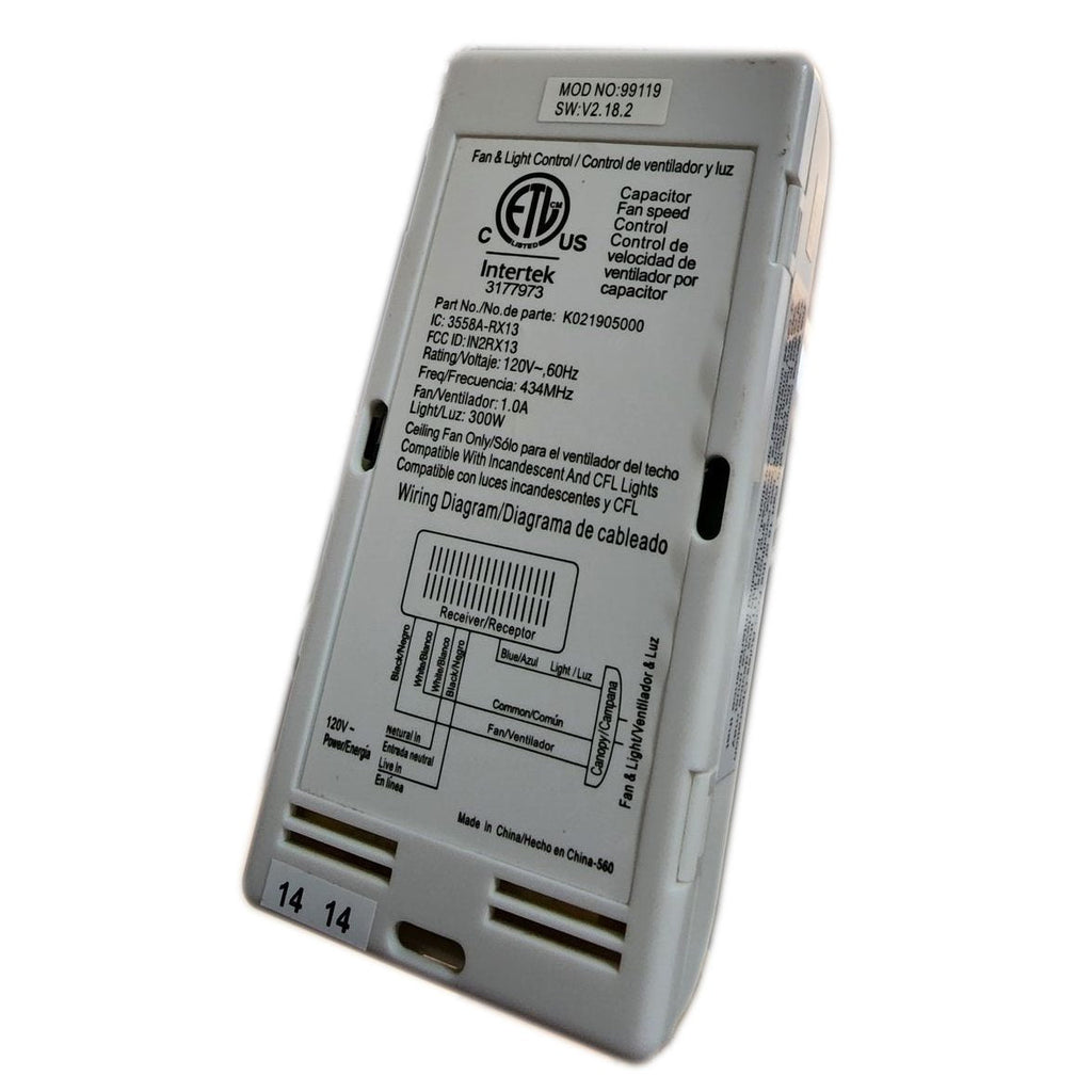 Substitute for Hunter 99119 - IN2RX13 Ceiling Fan Receiver [63T-AC83T-KIT]