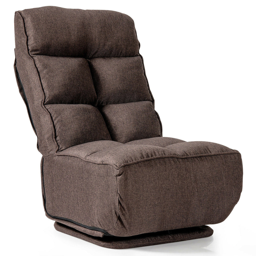 360-Degree Swivel Folding Floor Chair with 6 Adjustable Positions