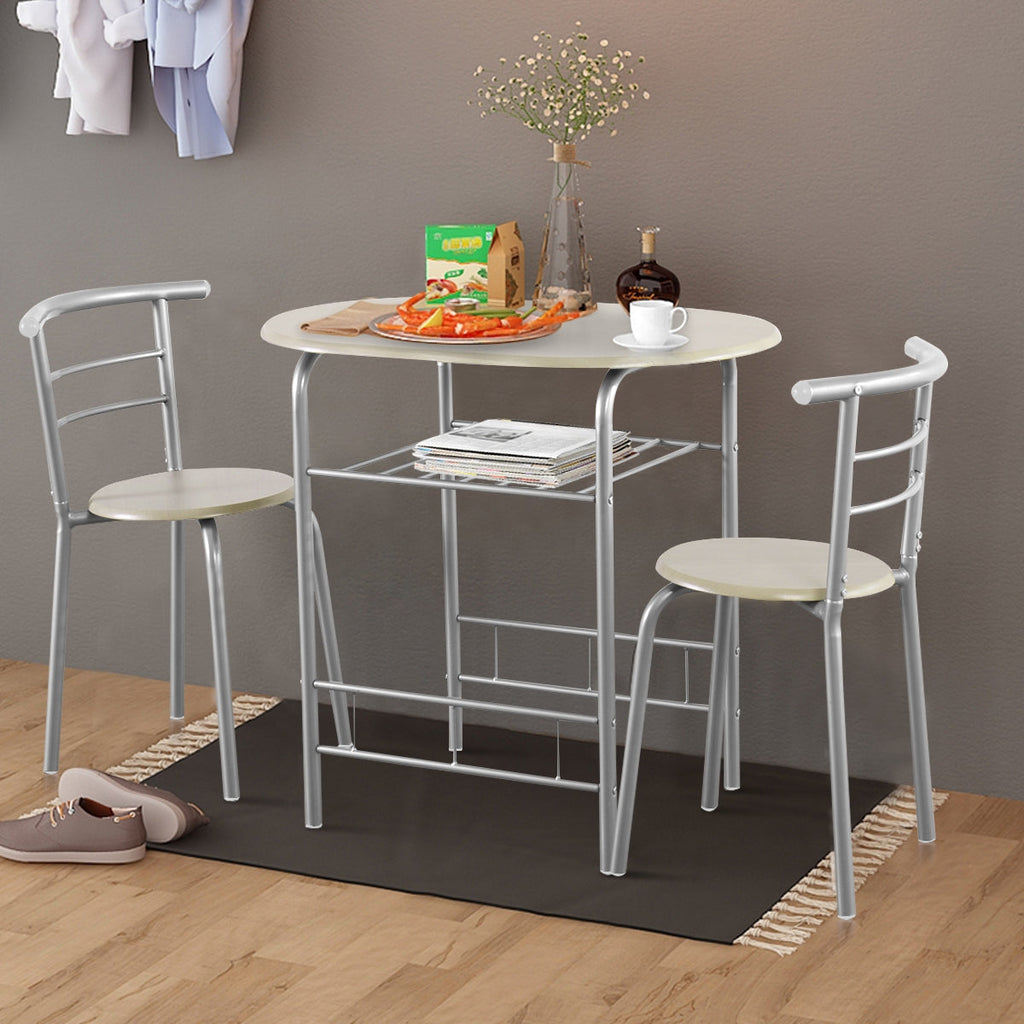3 pcs Home Kitchen Bistro Pub Dining Table 2 Chairs Set