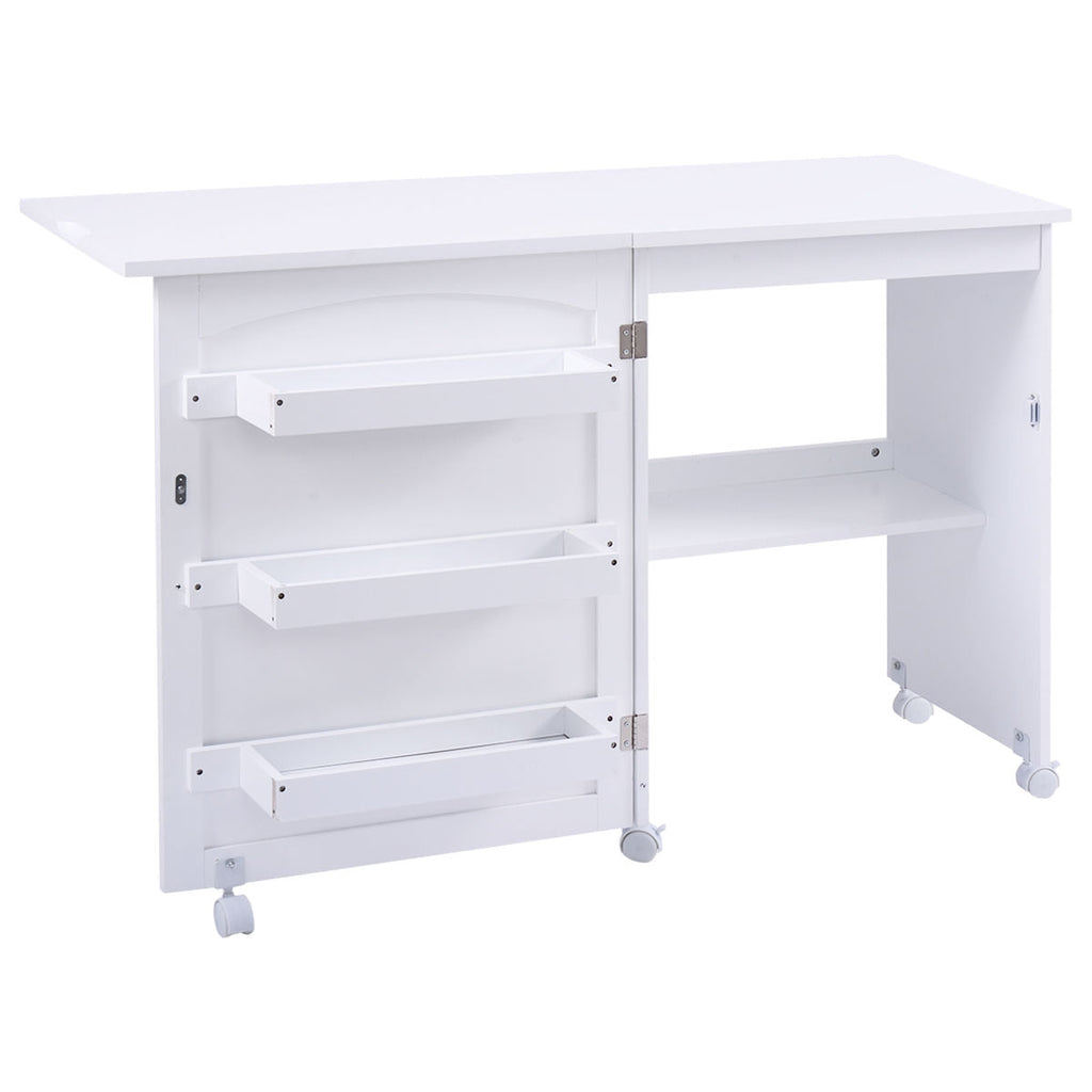 Folding Sewing Craft Table Shelf Storage Cabinet Home Furniture