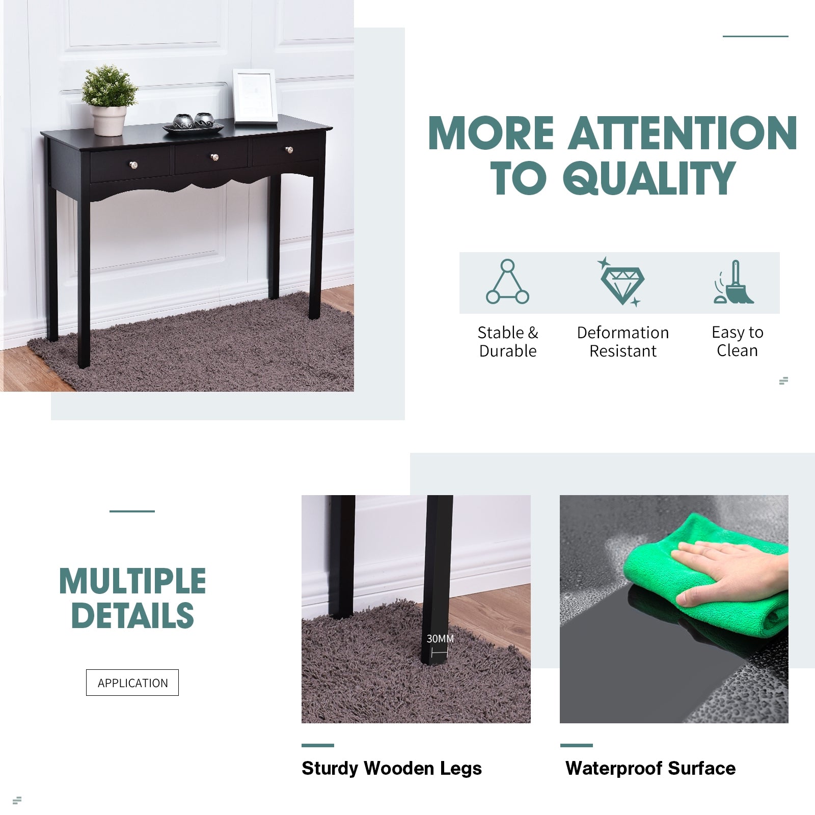 Hall table Side Table w/ 3 Drawers