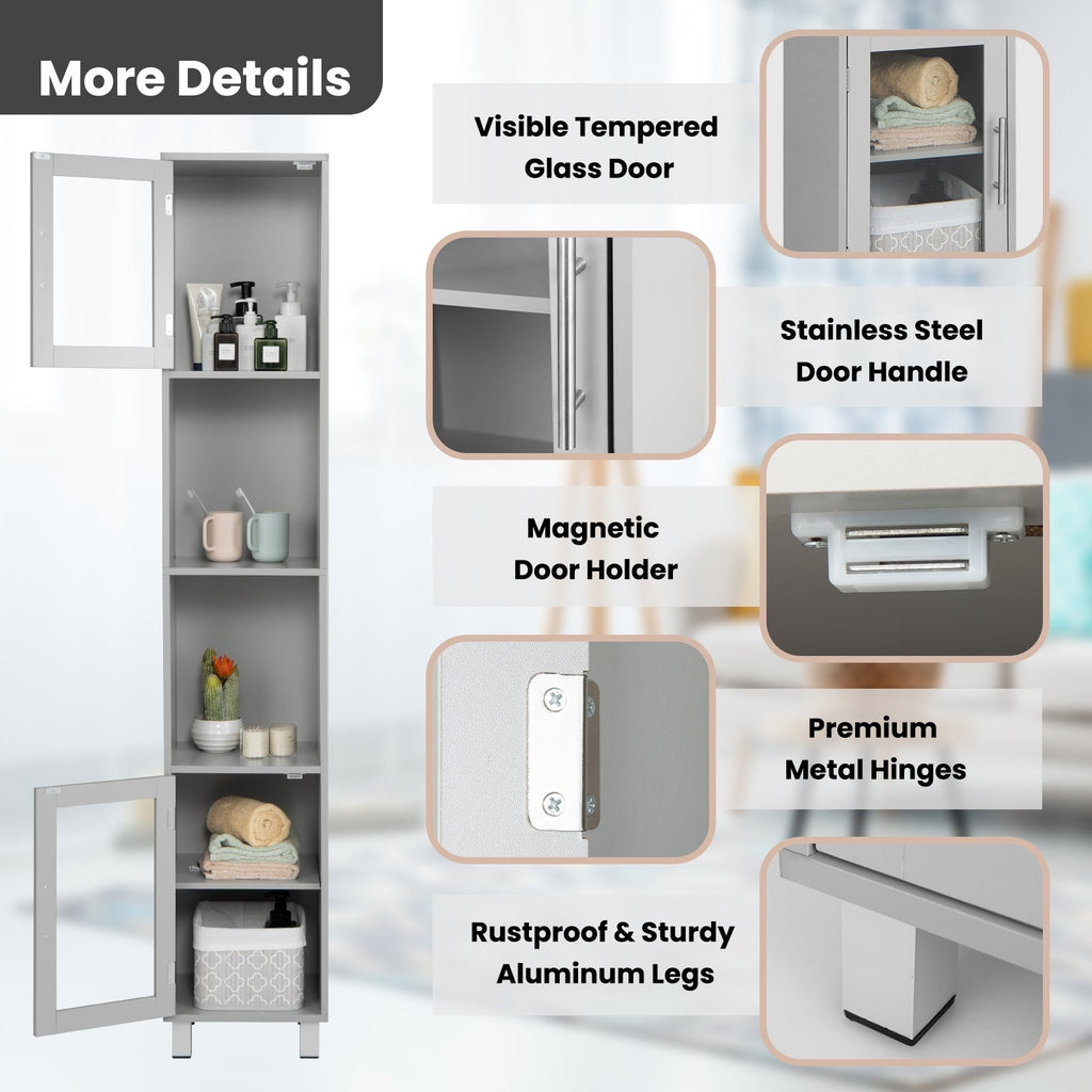 71 Inch Tall Tower Bathroom Storage Cabinet and Organizer Display Shelves for Bedroom
