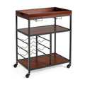 3 Tiers Storage Bar Serving Cart with Wine Rack