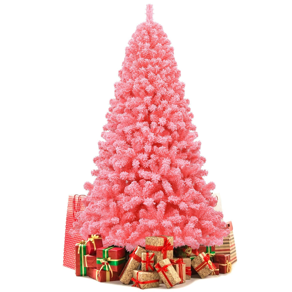 Pink Christmas Tree with Snow Flocked PVC Tips and Metal Stand