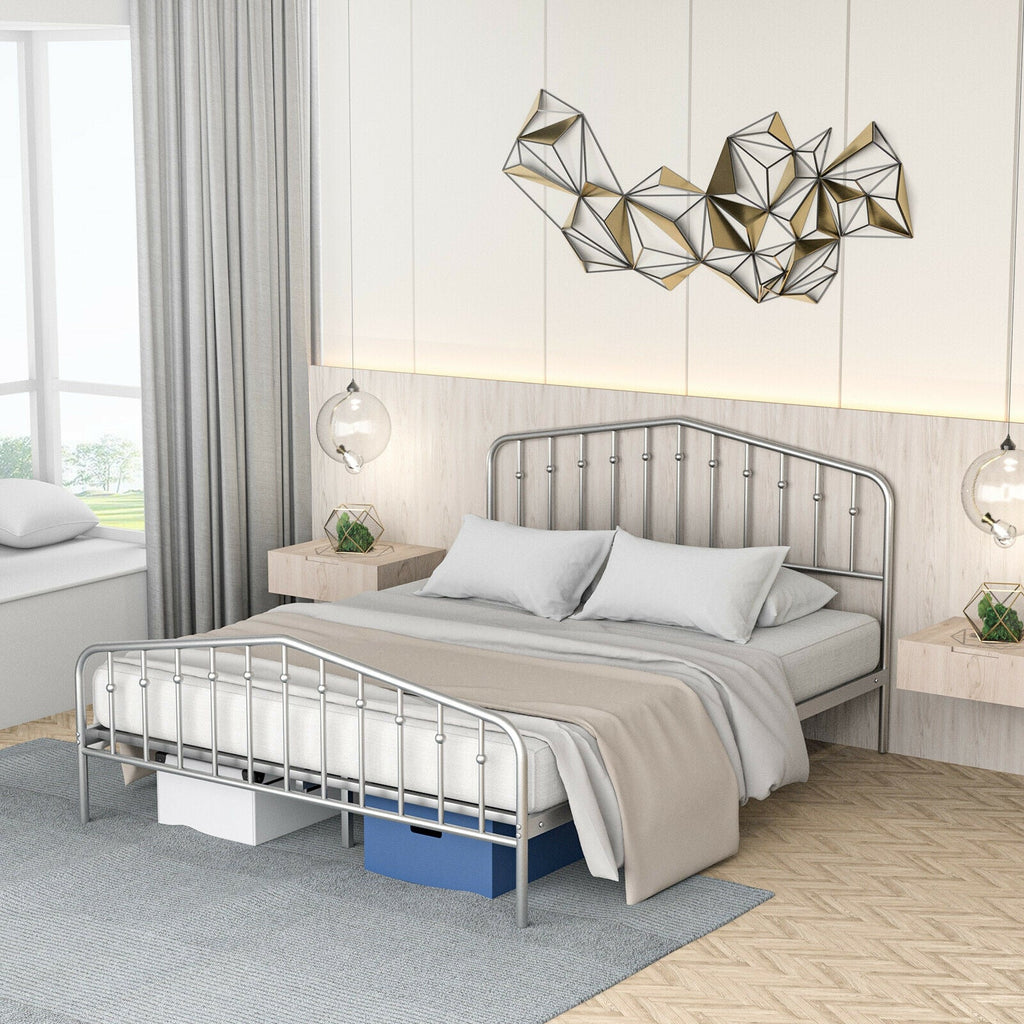 Queen Size Metal Bed Frame Slat Platform