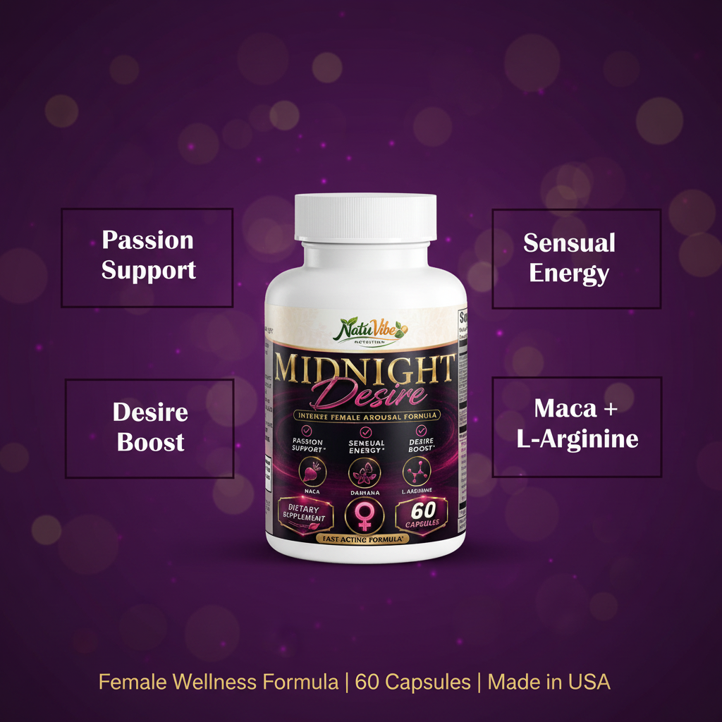 Midnight Desire Female Libido Supplement with Maca & L-Arginine, 60 Capsules