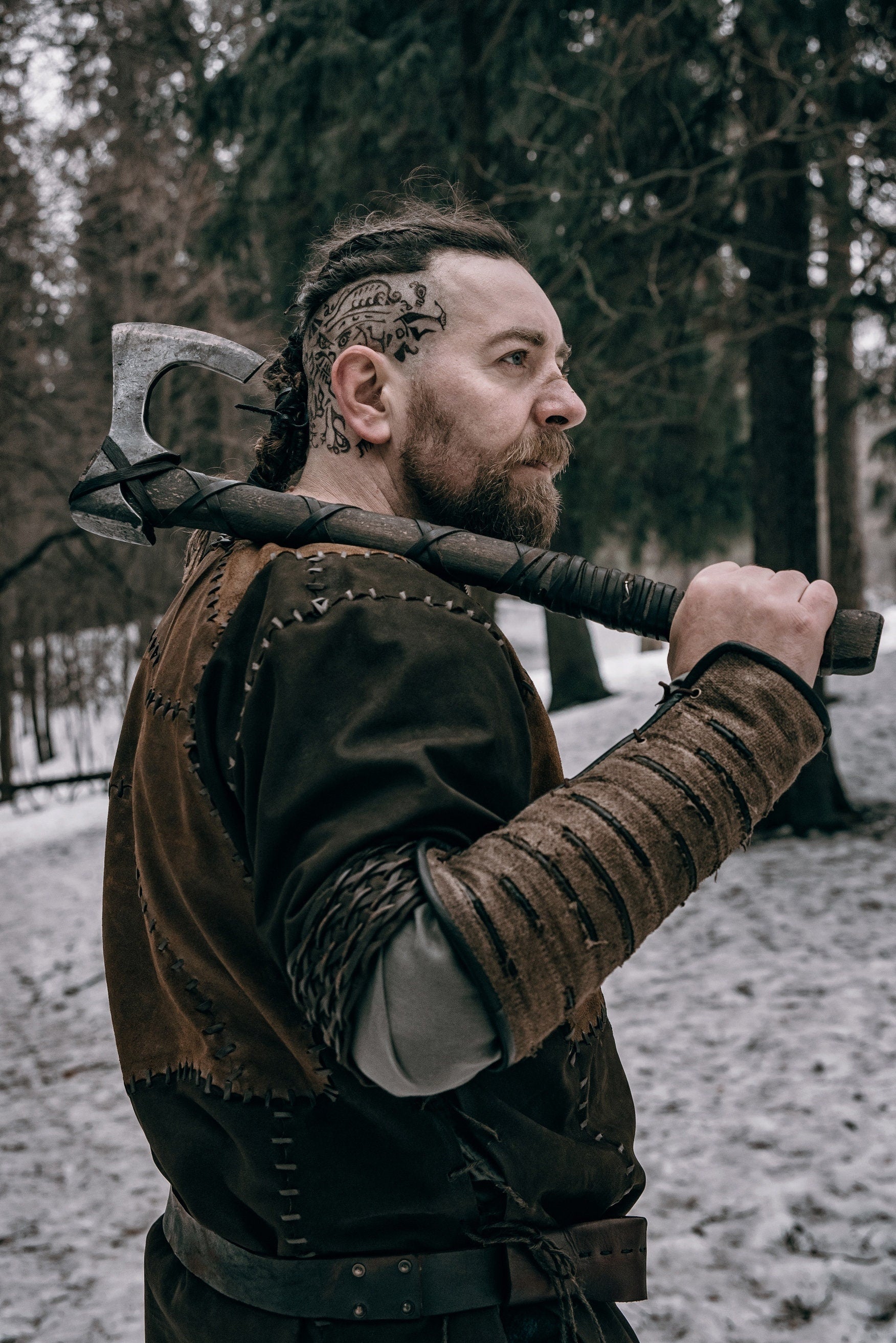 Viking leather bracers
