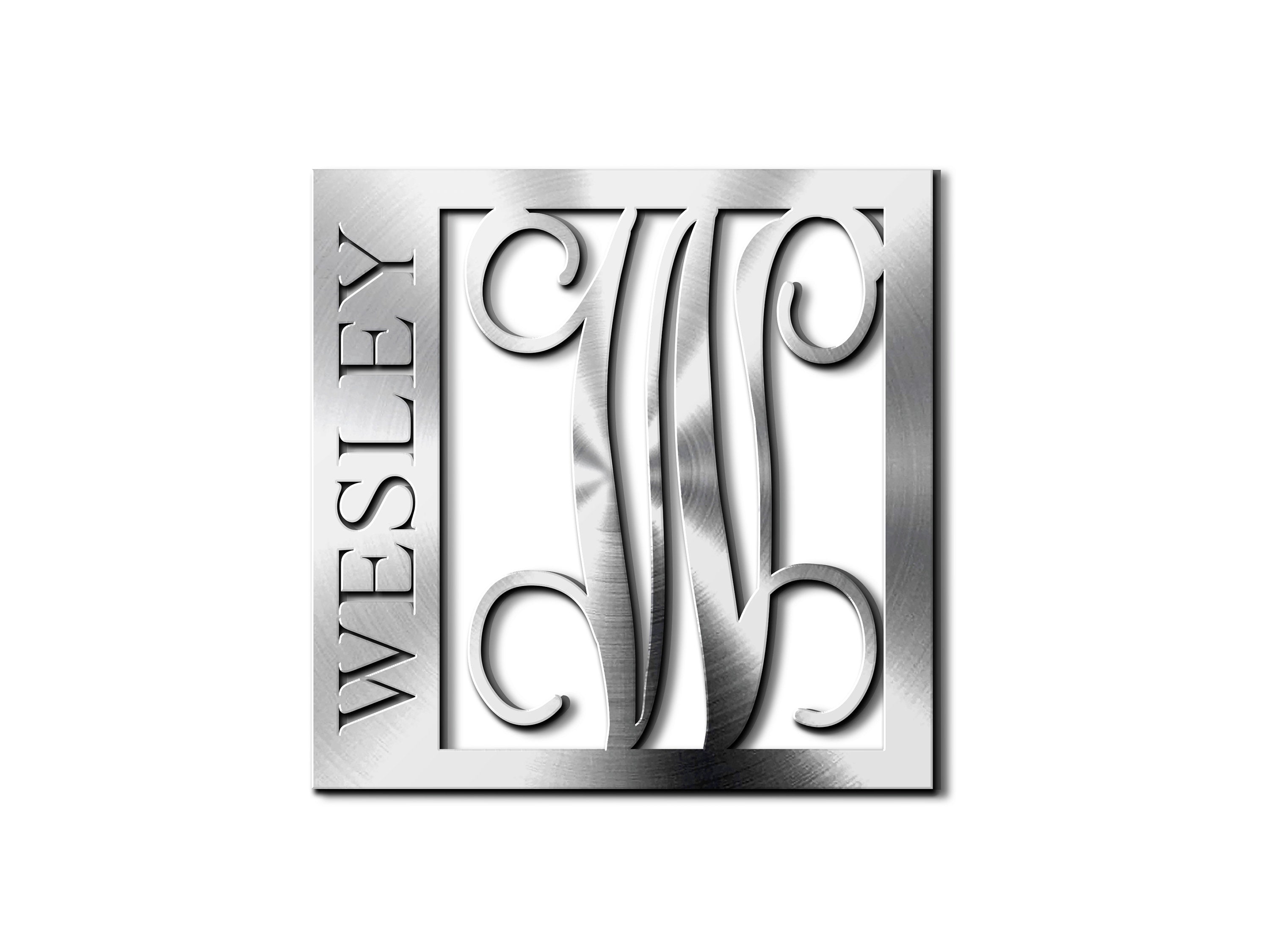 Last Name Monogram Sign, Last Name with Initial Monogram Sign, Custom Initial Sign, Personalized Last Name Sign, Metal Wall Décor Sign