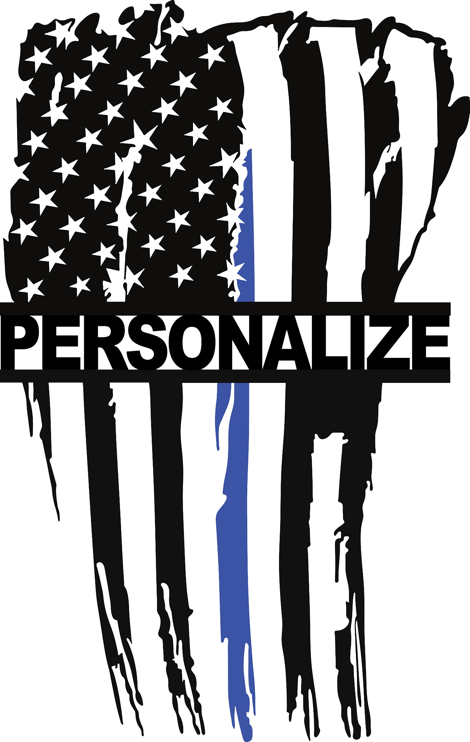 Personalized Vertical Tattered Thin Blue Line American Flag Custom Metal Wall Art