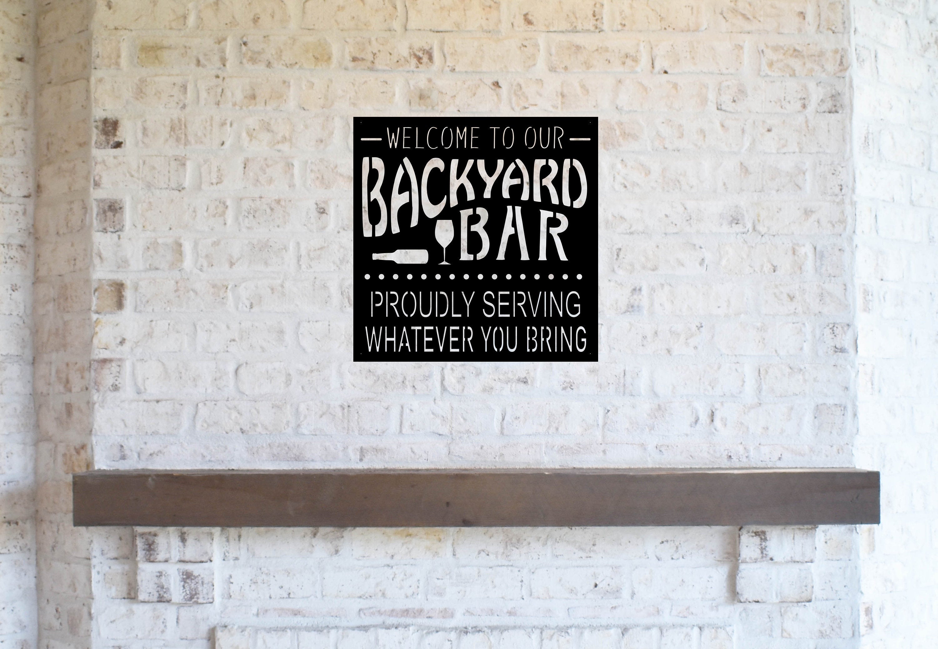Welcome to Our Backyard Bar Sign, Grill Bar Sign, Hanging Metal Sign, Lake Houses Sign, Beach House Sign, Farmhouse Sign, Wall Décor Sign