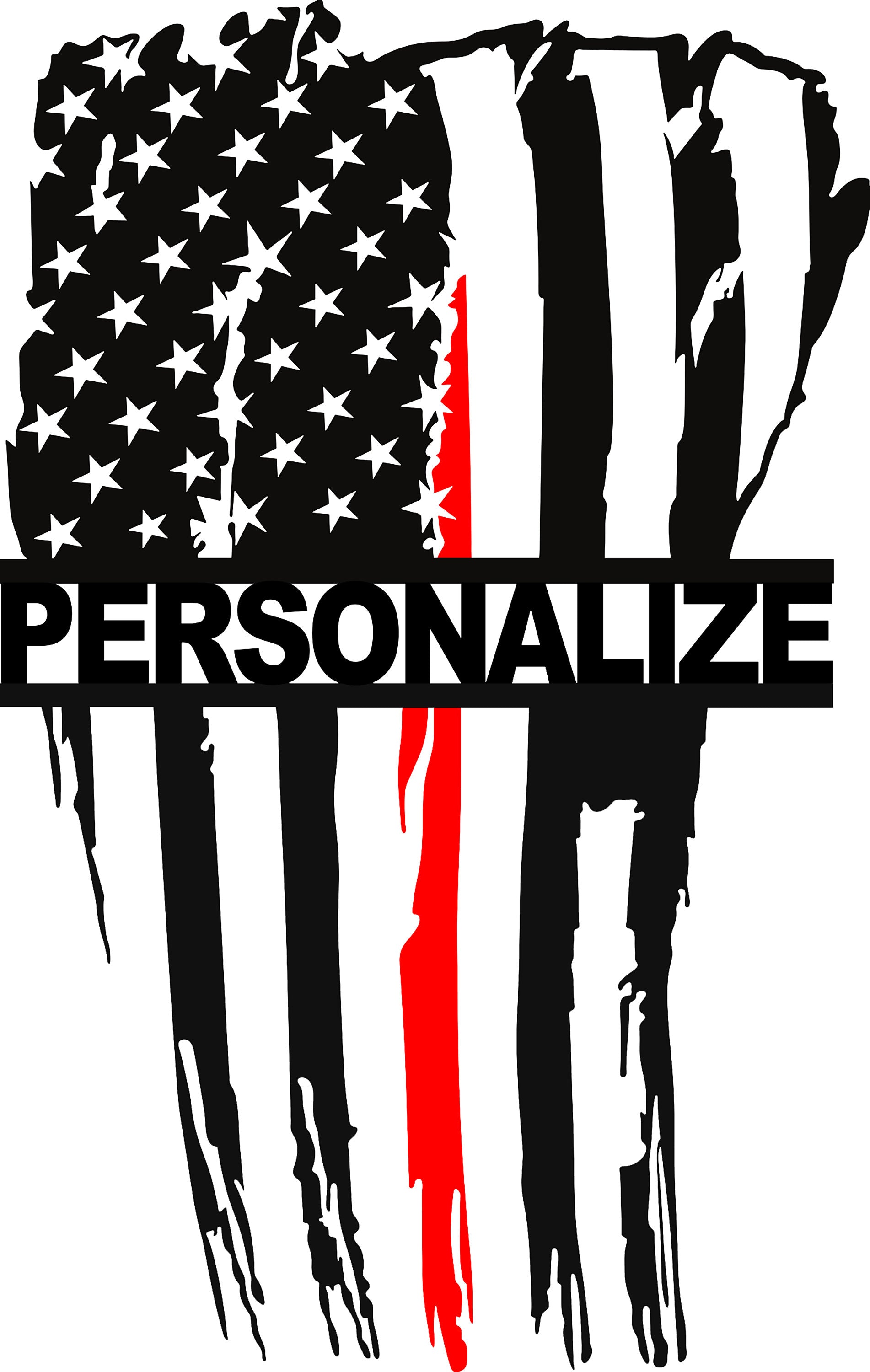Personalized Vertical Tattered Thin Red Line American Flag Custom Metal Wall Art
