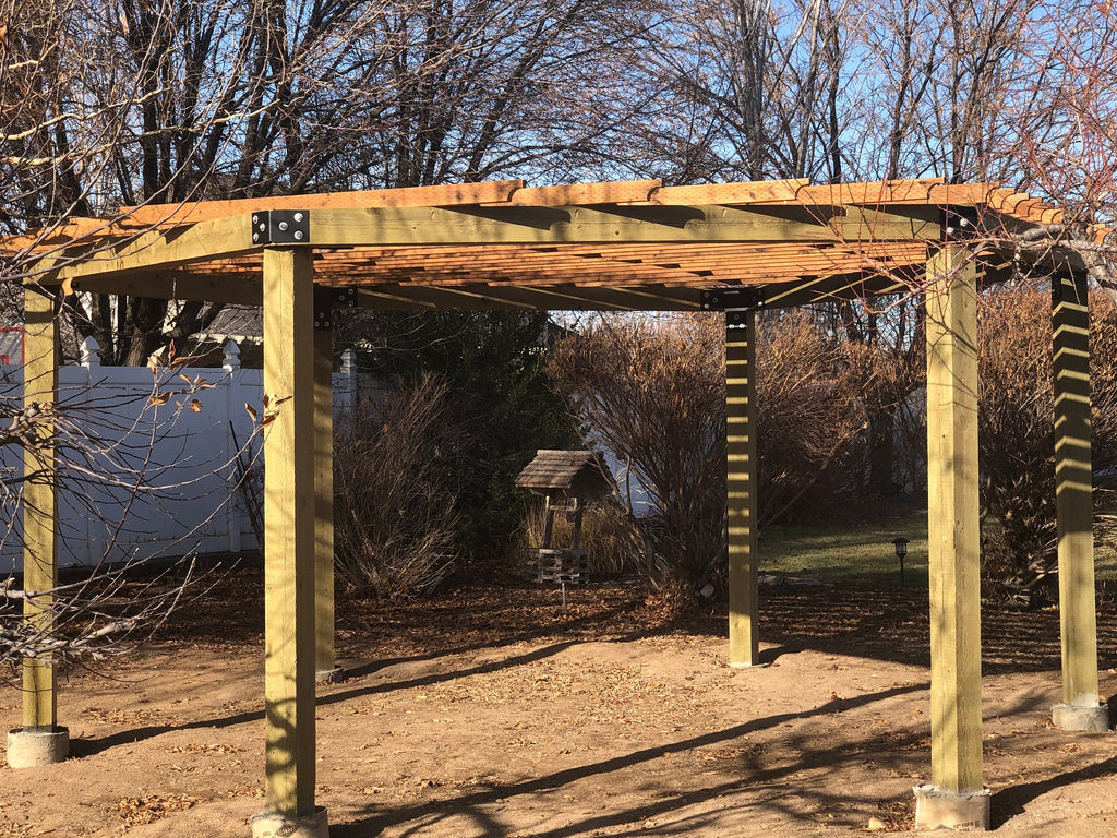 12 Piece Hexagon Pergola Bracket Set for 4 x 4 Posts - Heavy Duty Pergola Brackets Made In the USA!