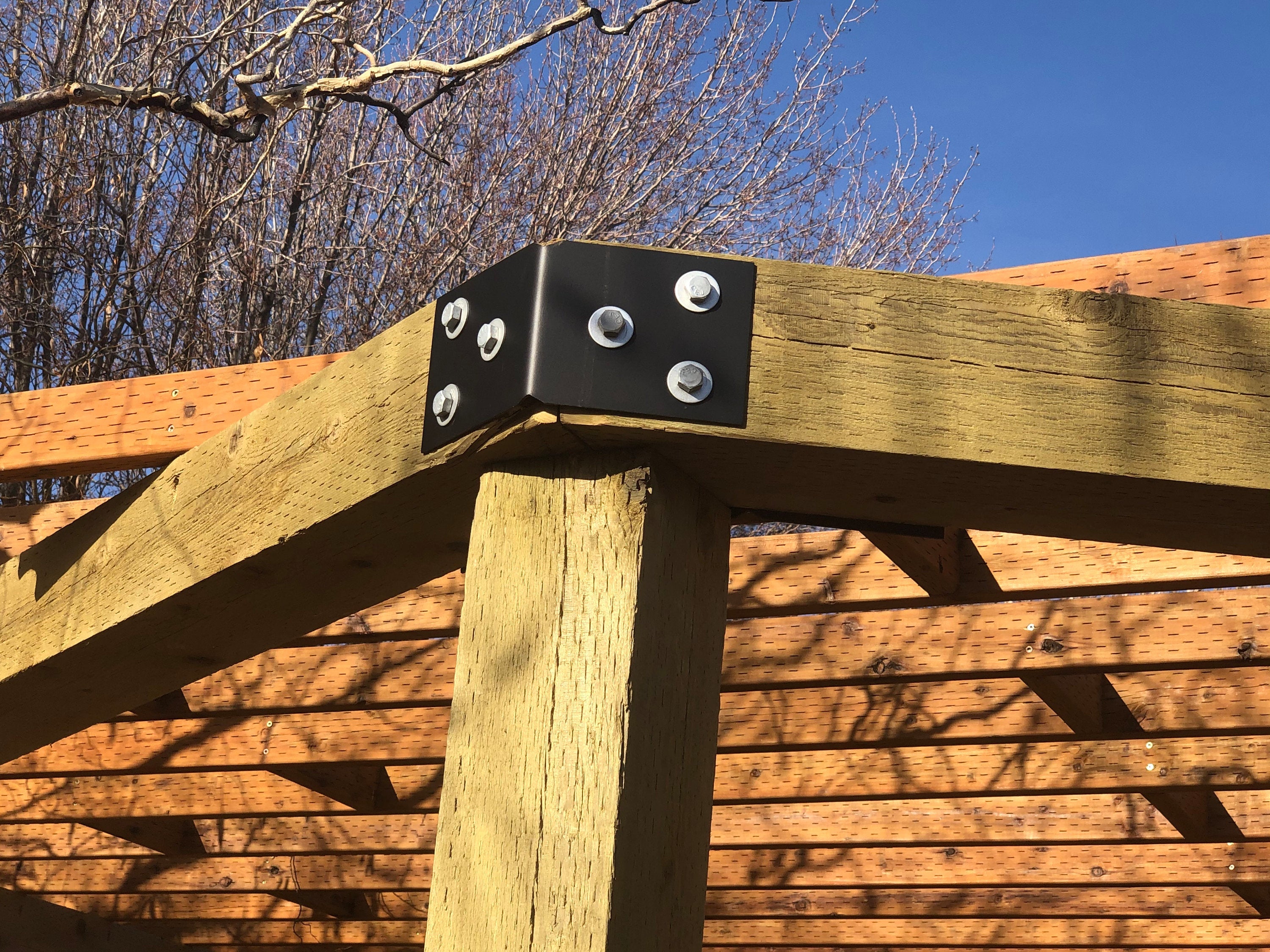 12 Piece Hexagon Pergola Bracket Set for 6 x 6 Posts - Heavy Duty Pergola Brackets Made In the USA!