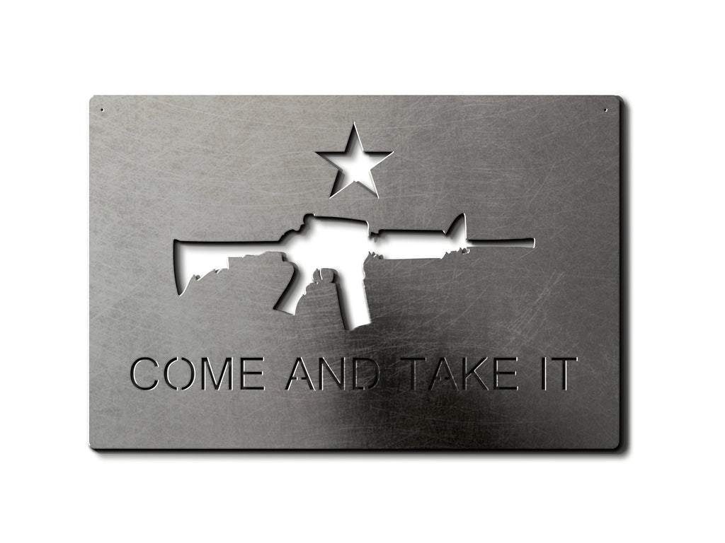 Come and Take it AR-15 Metal Flag Custom Gun Metal Wall Art 24"