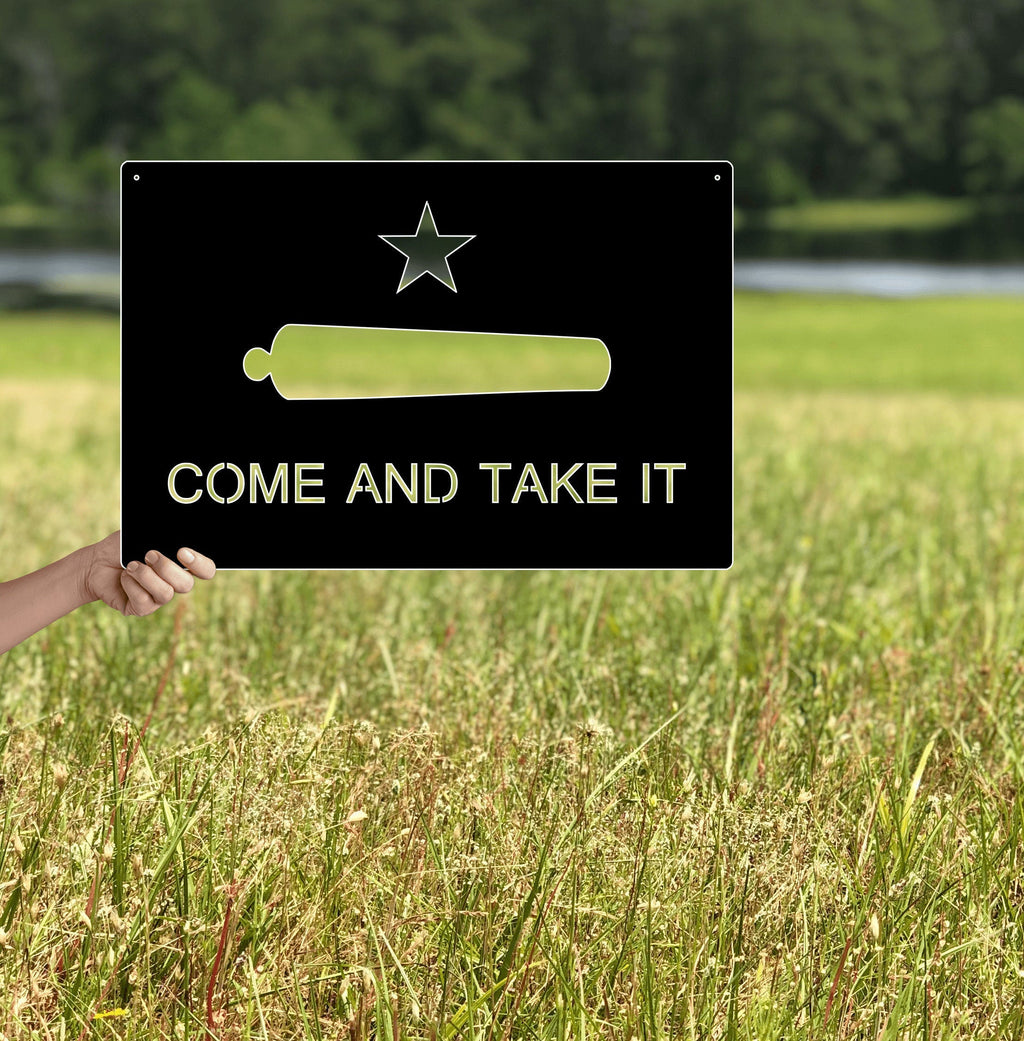 Come and Take It Metal Flag - Custom Gun Wall Art 24 Inch