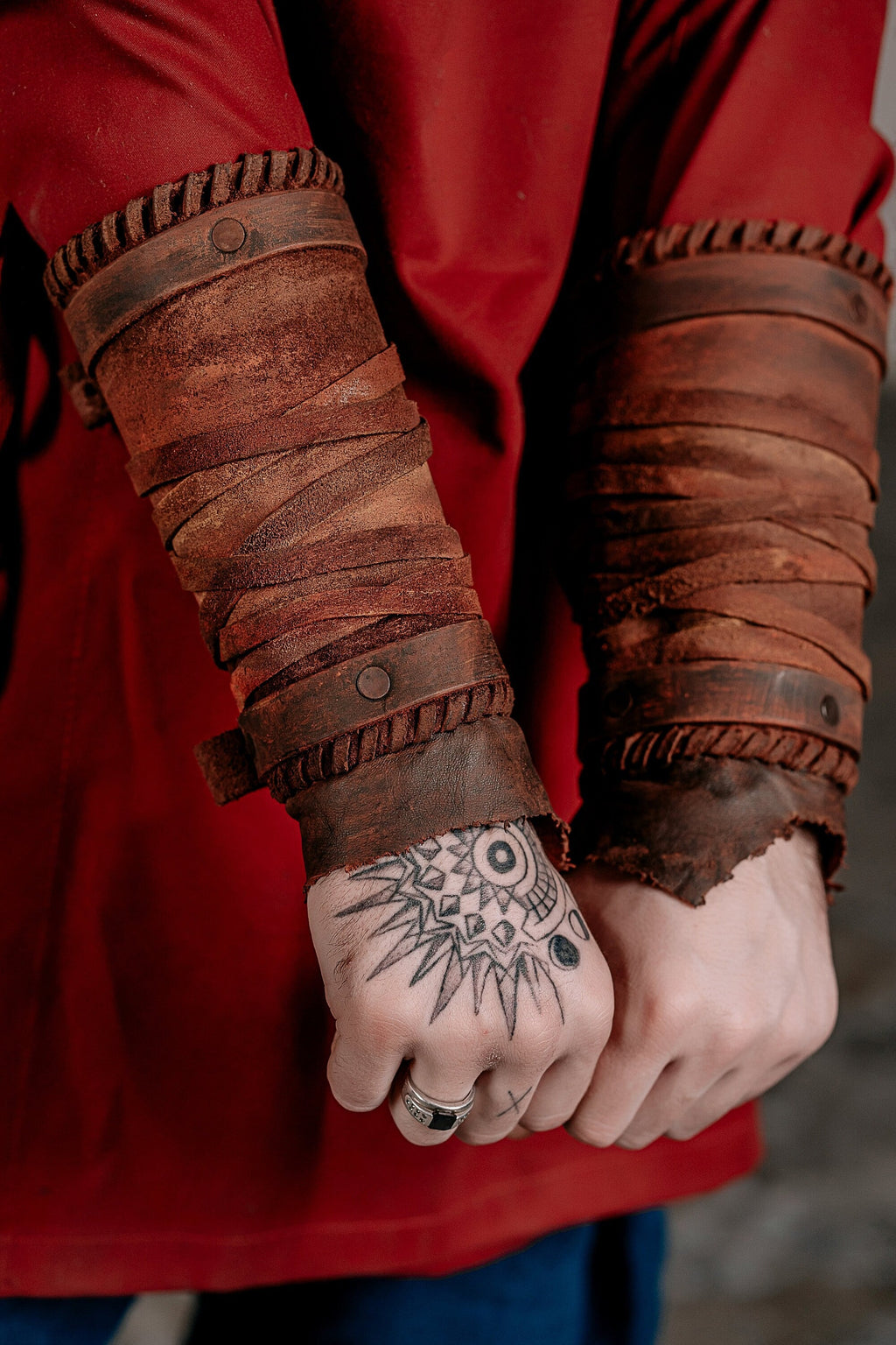 Medieval leather bracers for Larp