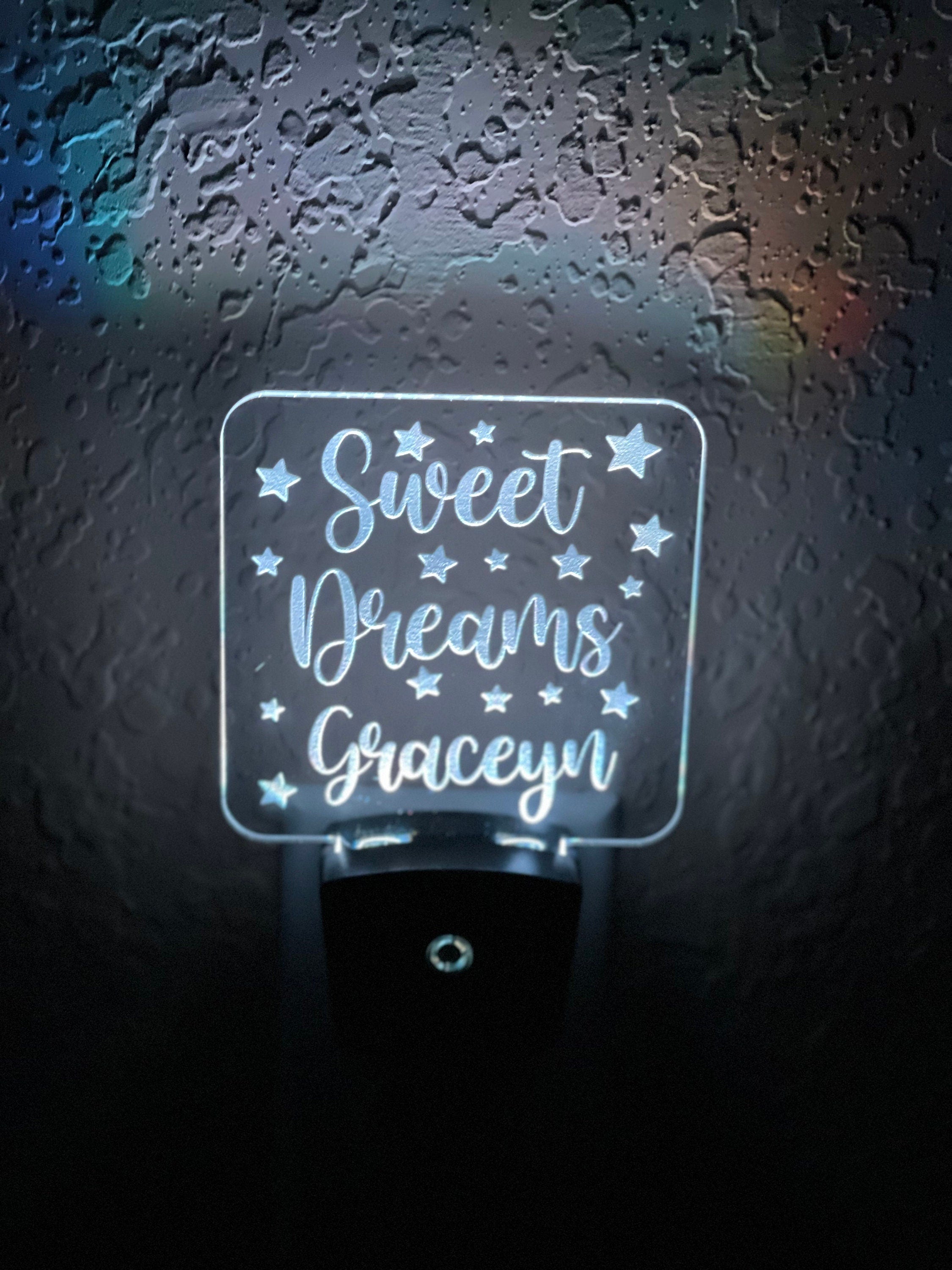 Personalized LED Sweet Dreams Night Light | 7 Color Changing | Plug in Night Light | Name Light | Children's Night Light | Kids Room Light