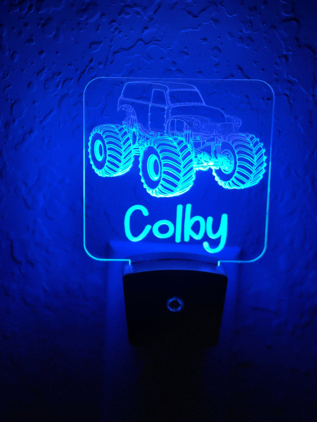 Personalized LED Monster Truck Night Light | 7 Color Changing | Plug in Night Light | Name Light | Children's Night Light | Kids Room Light