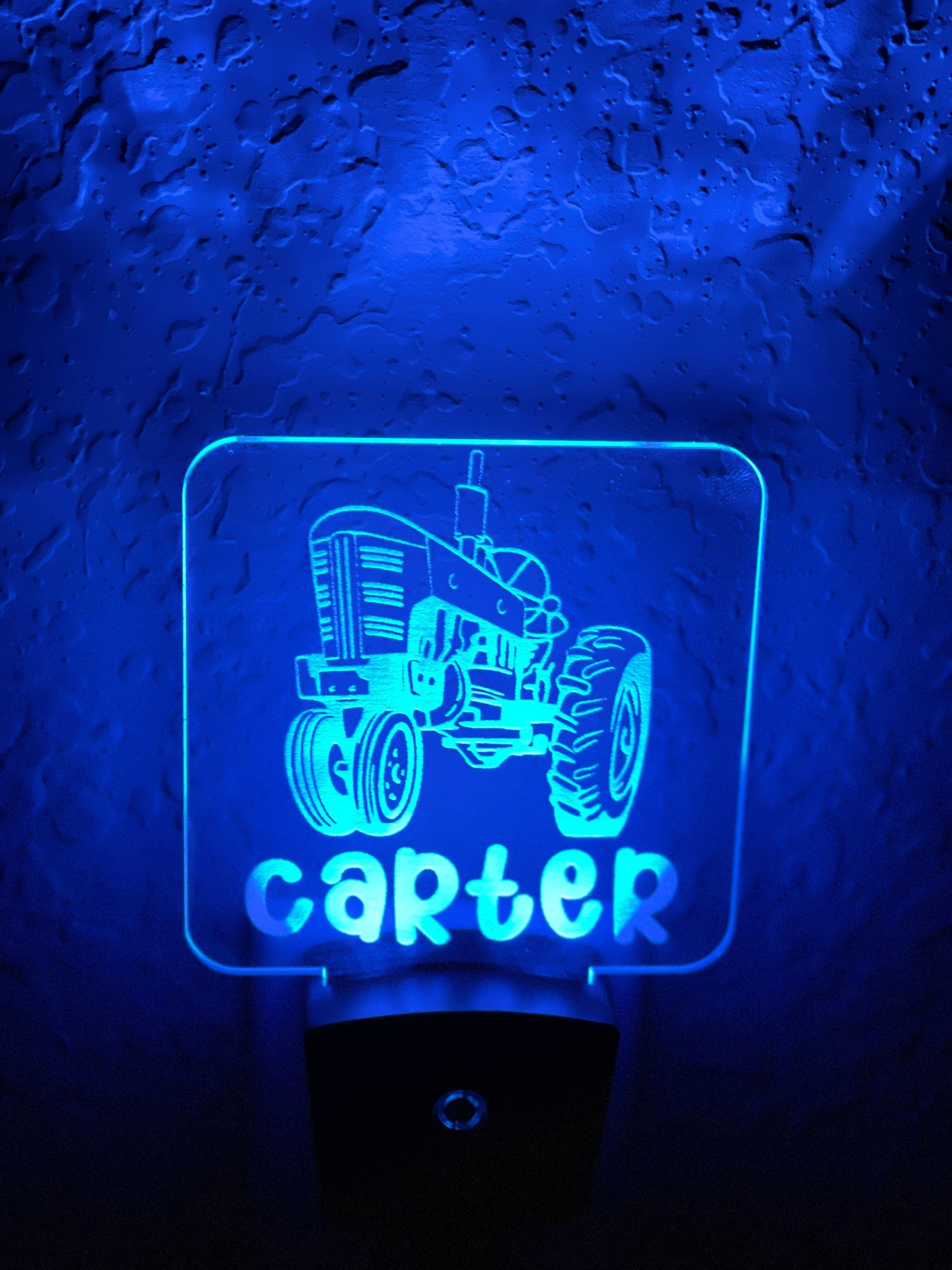 Personalized LED Tractor Night Light | 7 Color Changing | Plug in Night Light | Name Light | Children's Night Light | Kids Room Light