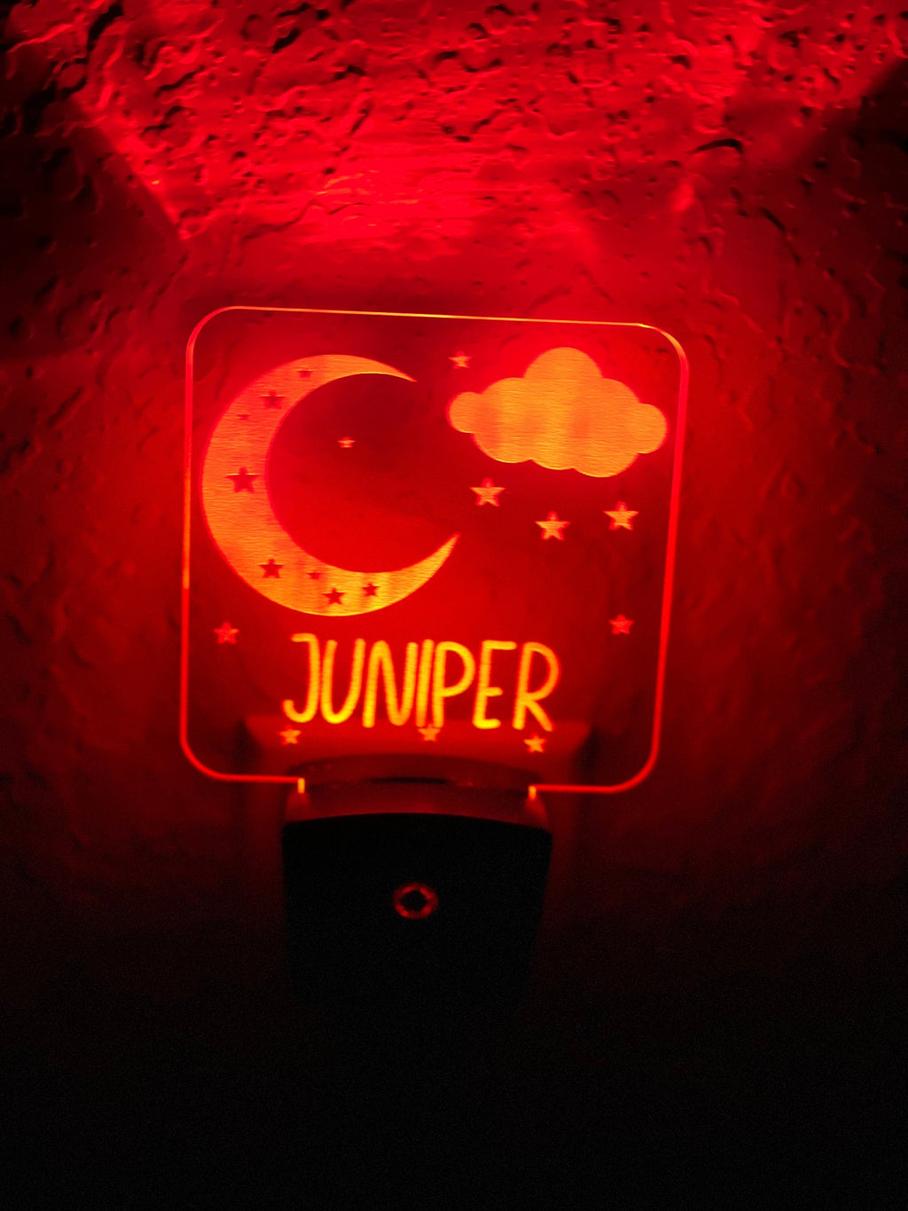 Personalized LED Moon & Stars Night Light | 7 Color Changing | Plug in Night Light | Name Light | Children's Night Light | Kids Room Light