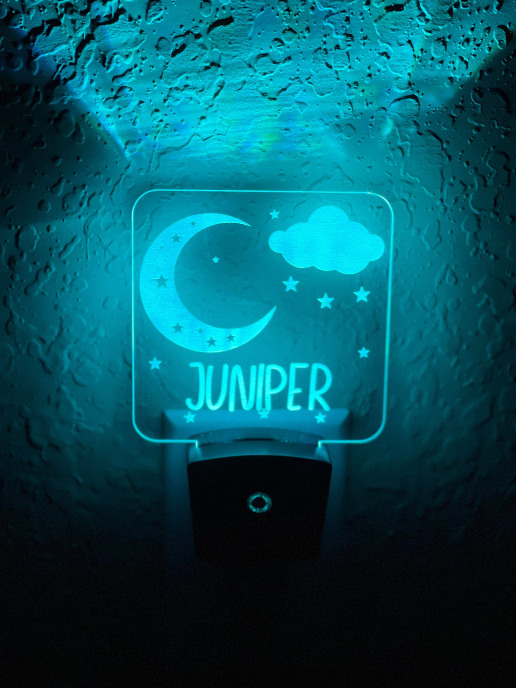 Personalized LED Moon & Stars Night Light | 7 Color Changing | Plug in Night Light | Name Light | Children's Night Light | Kids Room Light
