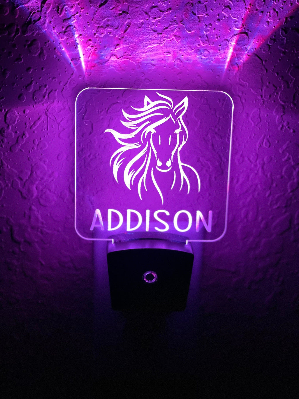 Personalized LED Horse Night Light | 7 Color Changing | Plug in Night Light | Name Light | Children's Night Light | Kids Room Light