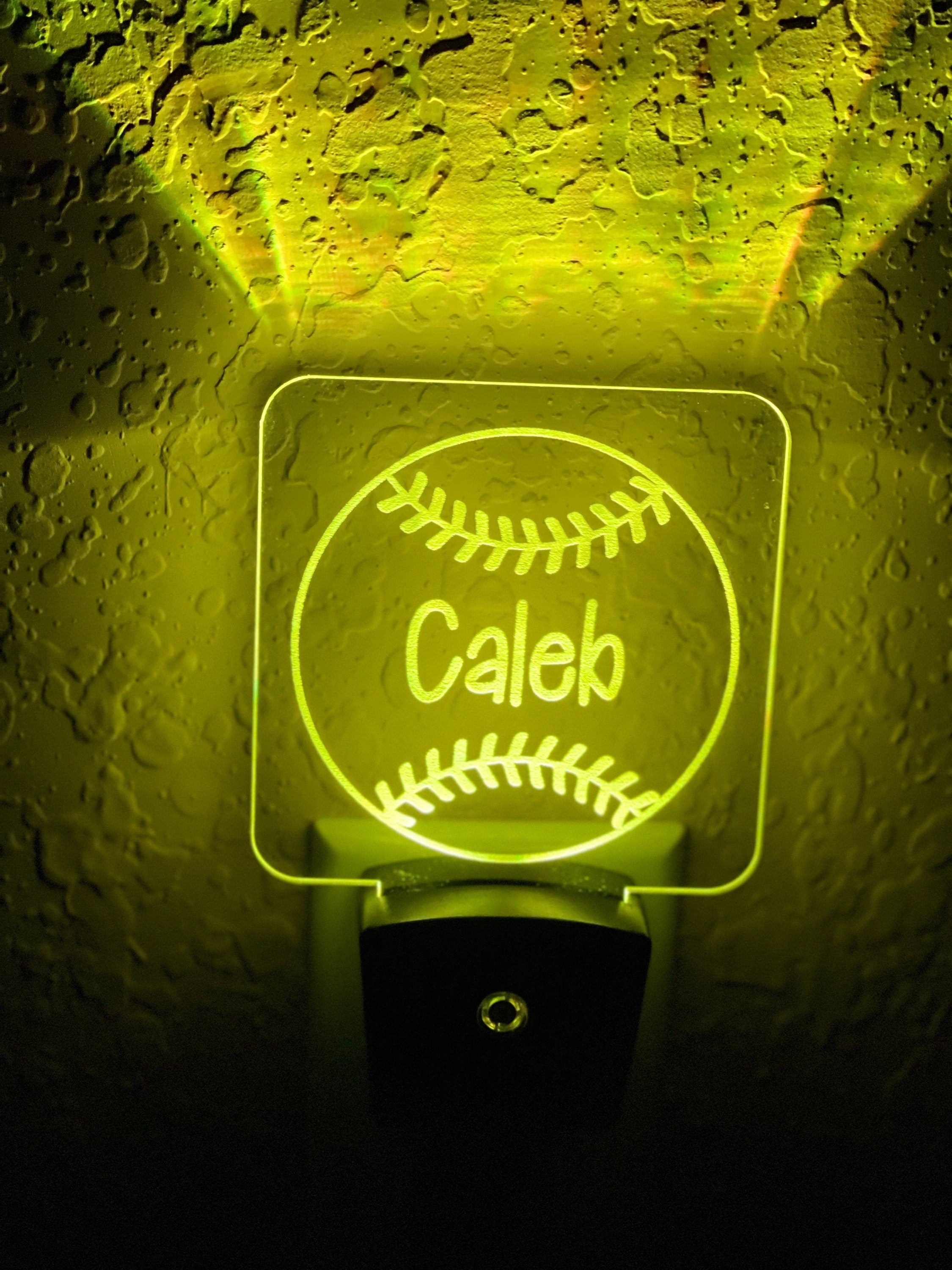 Personalized LED Baseball/Softball Night Light | 7 Color Changing | Plug in Night Light | Name Light | Children's Night Light | Room Light