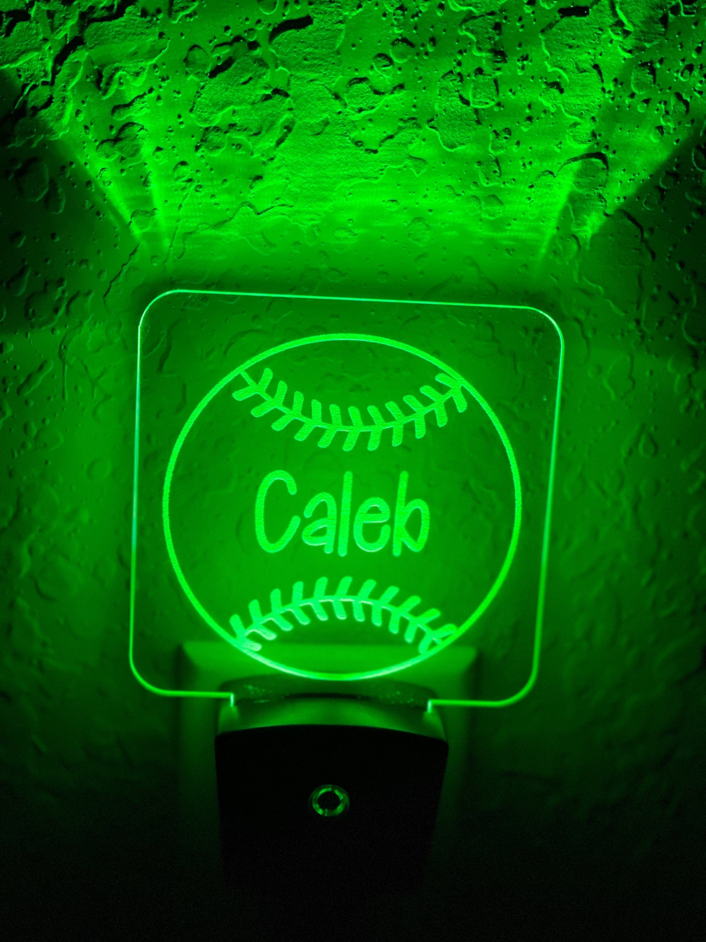 Personalized LED Baseball/Softball Night Light | 7 Color Changing | Plug in Night Light | Name Light | Children's Night Light | Room Light