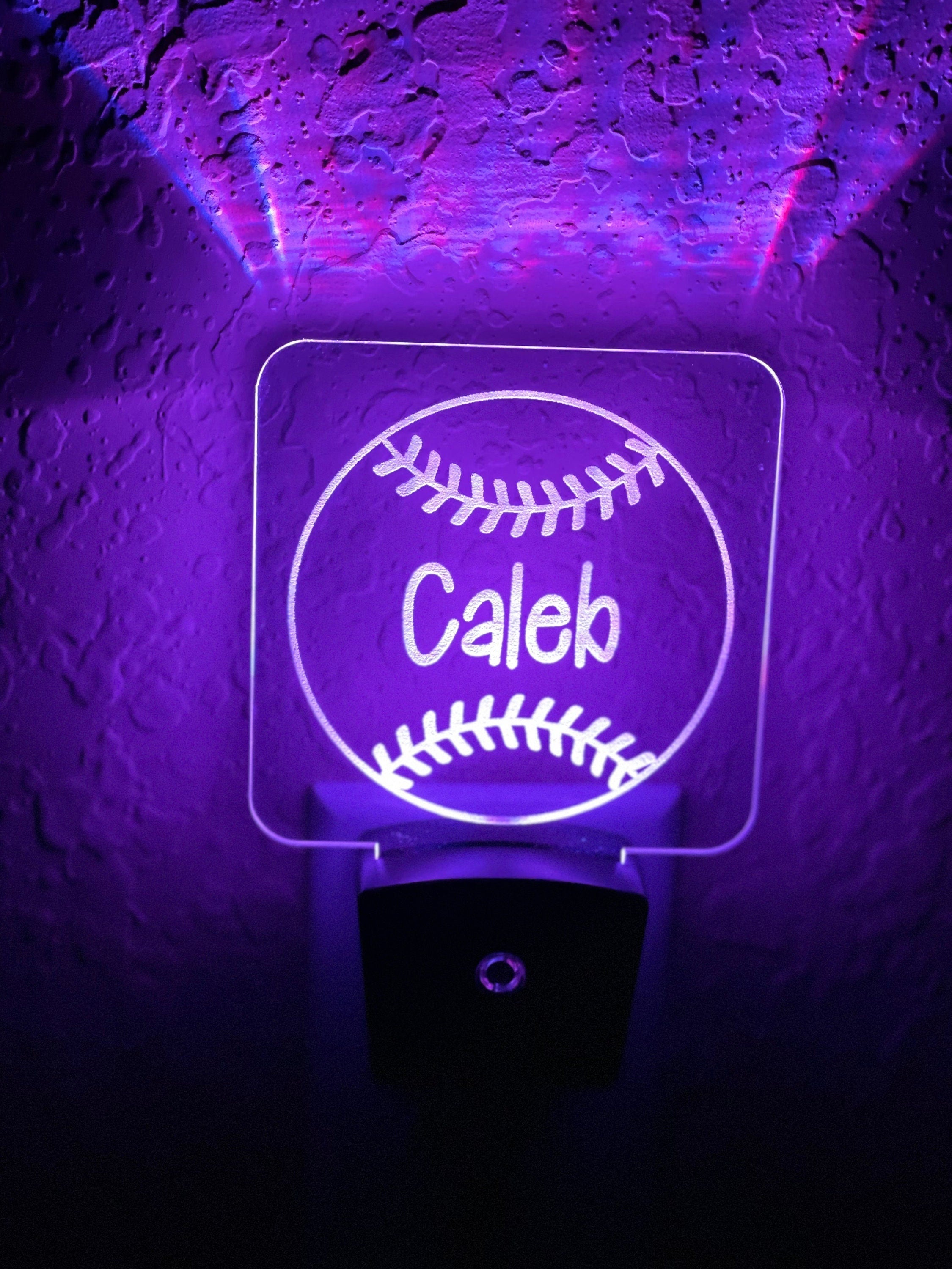 Personalized LED Baseball/Softball Night Light | 7 Color Changing | Plug in Night Light | Name Light | Children's Night Light | Room Light