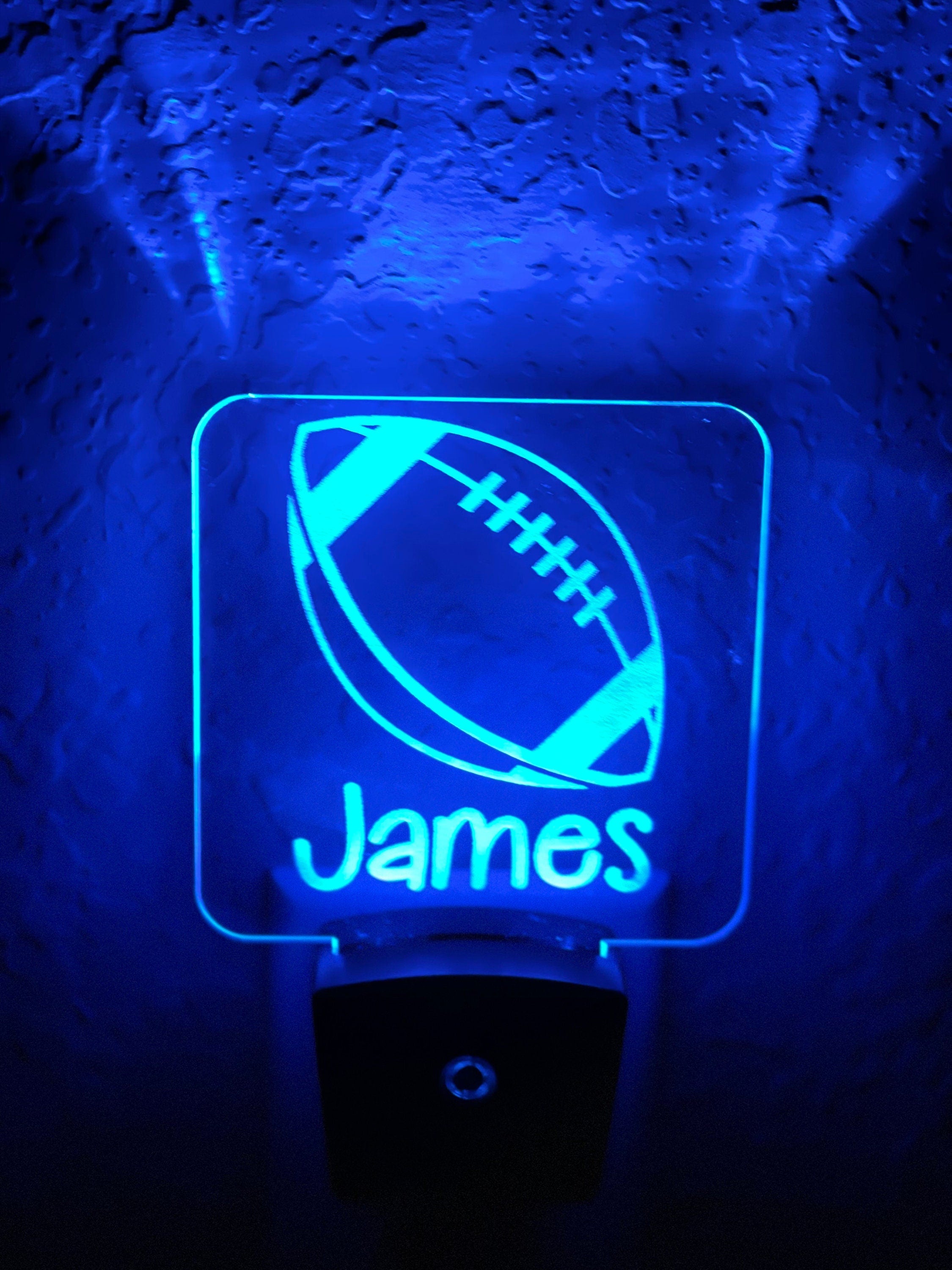Personalized LED Football Night Light | 7 Color Changing | Plug in Night Light | Name Light | Children's Night Light | Kids Room Light