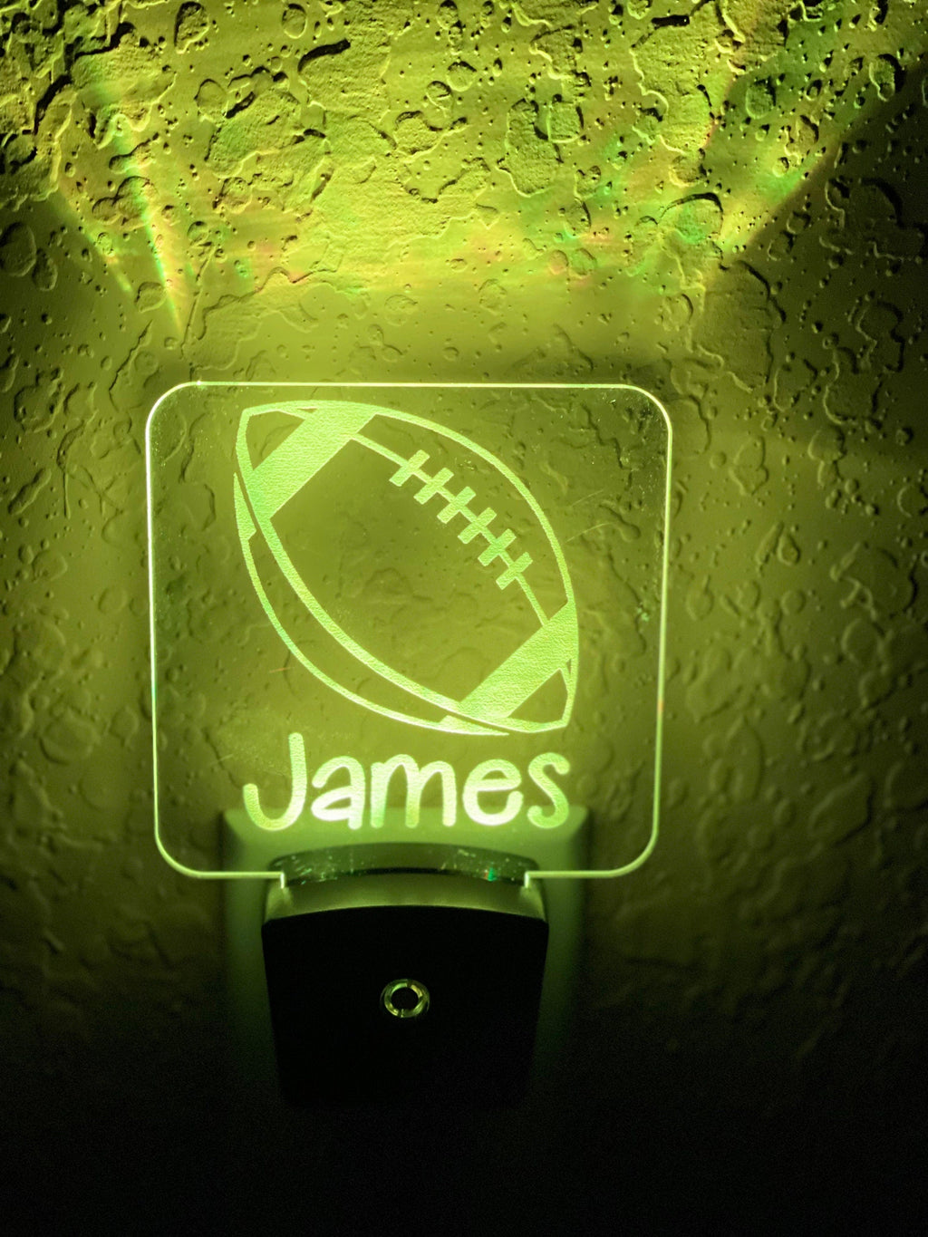 Personalized LED Football Night Light | 7 Color Changing | Plug in Night Light | Name Light | Children's Night Light | Kids Room Light