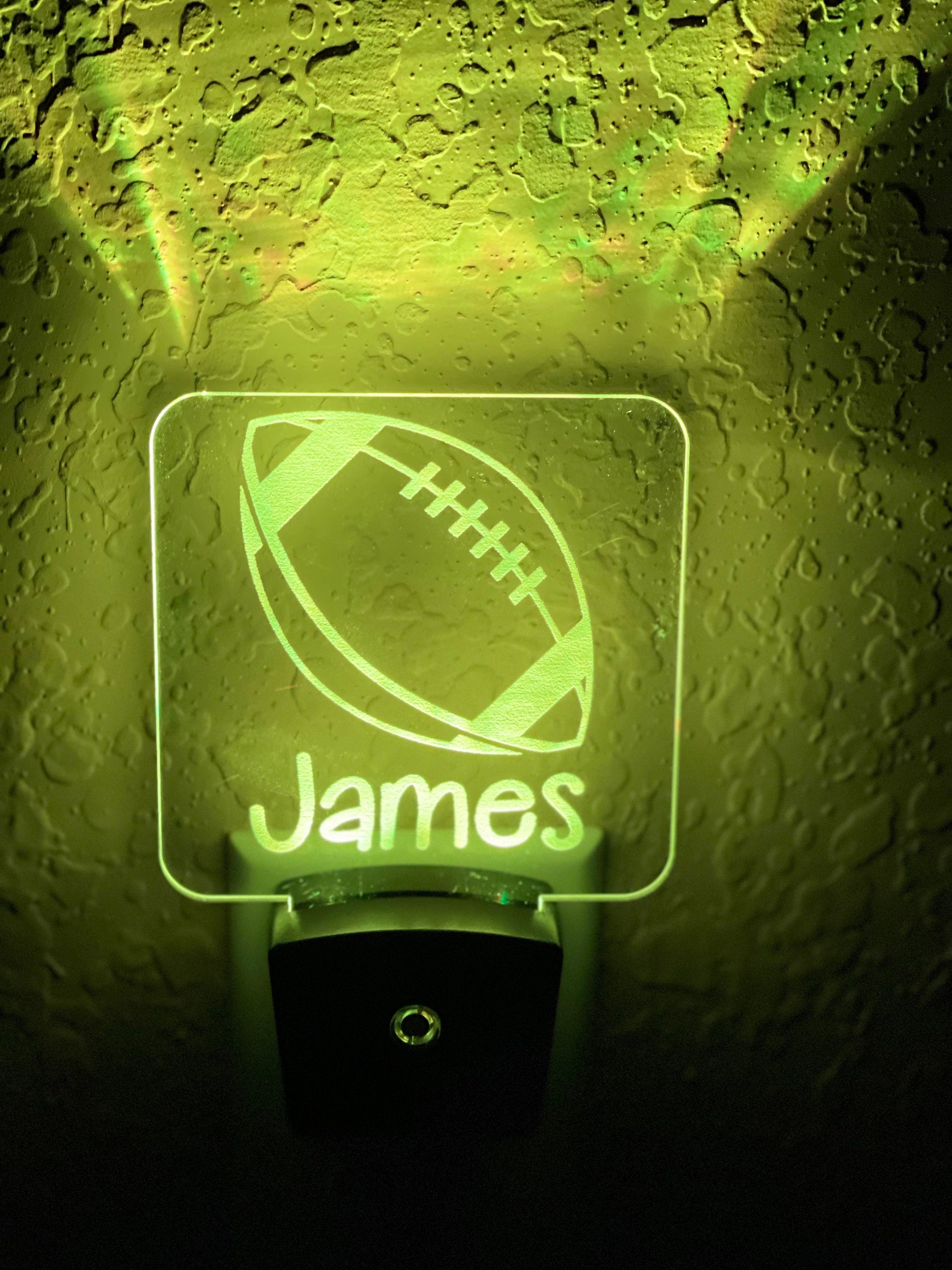 Personalized LED Football Night Light | 7 Color Changing | Plug in Night Light | Name Light | Children's Night Light | Kids Room Light