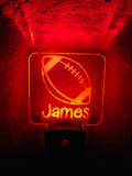 Personalized LED Football Night Light | 7 Color Changing | Plug in Night Light | Name Light | Children's Night Light | Kids Room Light