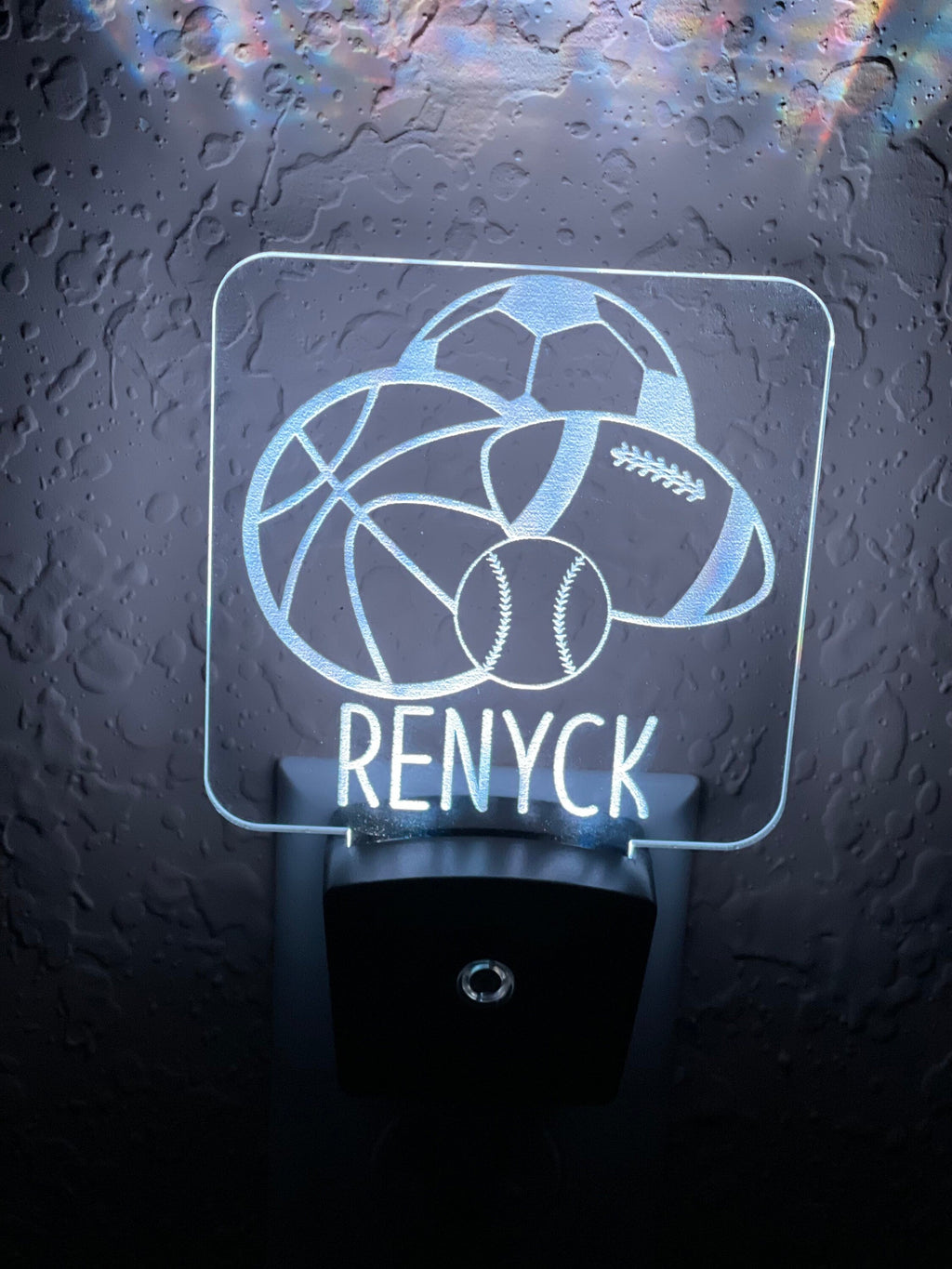 Personalized LED Sports Balls Night Light | 7 Color Changing | Plug in Night Light | Name Light | Children's Night Light | Kids Room Light