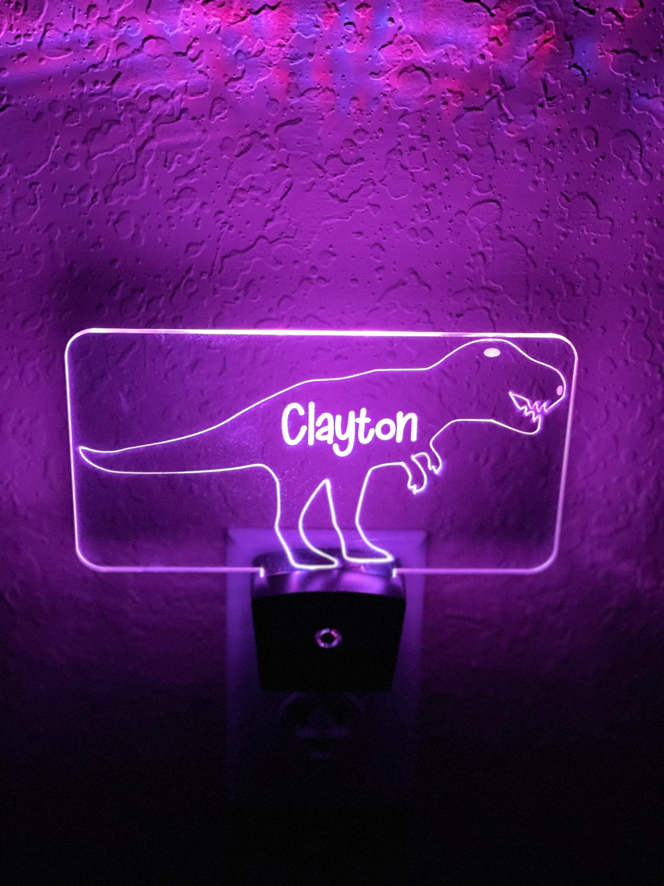 Personalized LED T-Rex Dinosaur Night Light | 7 Color Changing | Plug in Night Light | Name Light | Children's Night Light | Kids Room Light