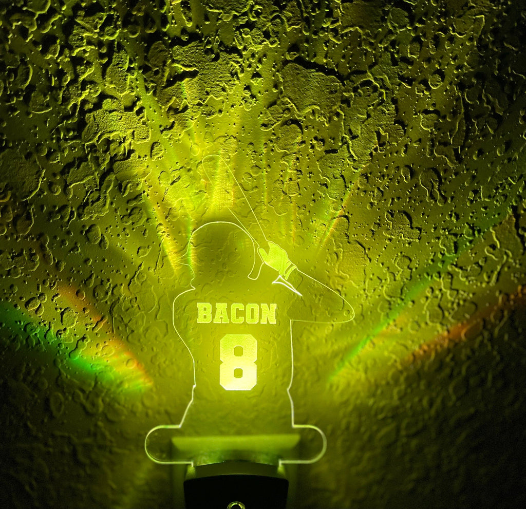 Personalized LED Baseball Batter Night Light | 7 Color Changing | Plug in Night Light | Name Light | Children's Night Light | Kids Light