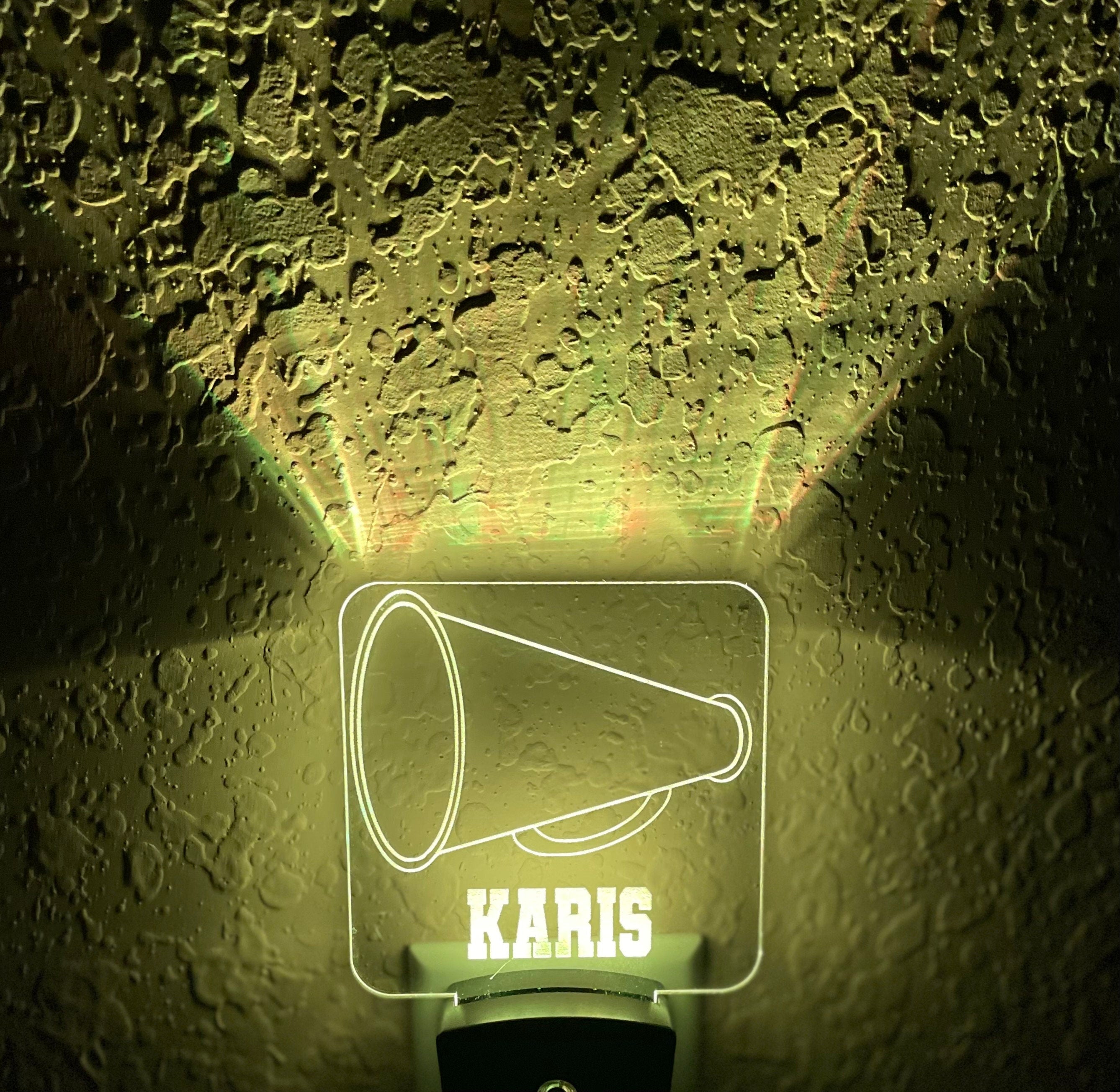 Personalized LED Cheer Megaphone Night Light | 7 Color Changing | Plug in Night Light | Name Light | Children's Night Light | Kids Light