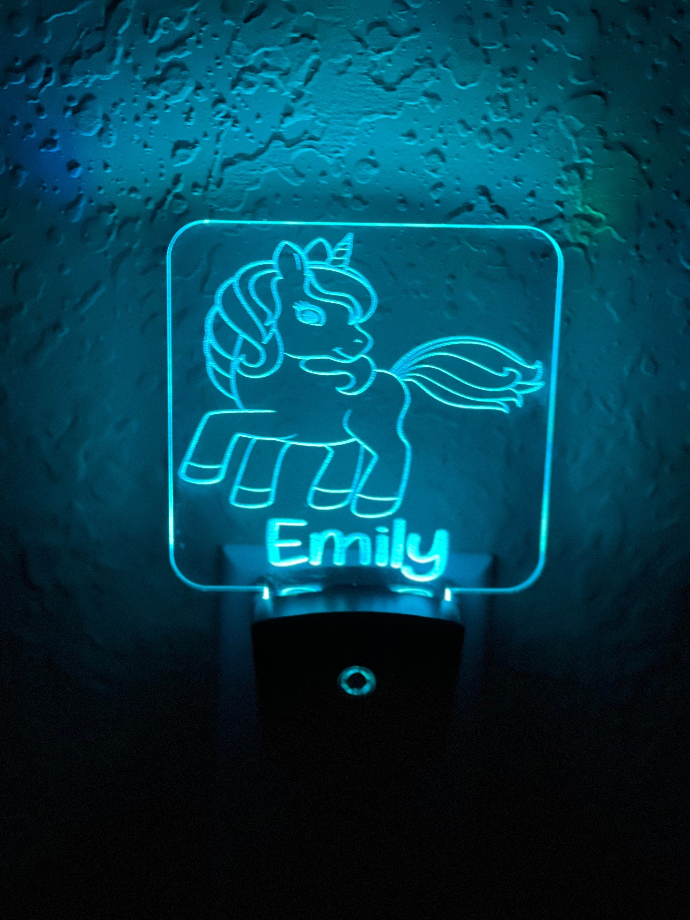 Personalized LED Unicorn Night Light | 7 Color Changing | Plug in Night Light | Name Light | Children's Night Light | Kids Room Light