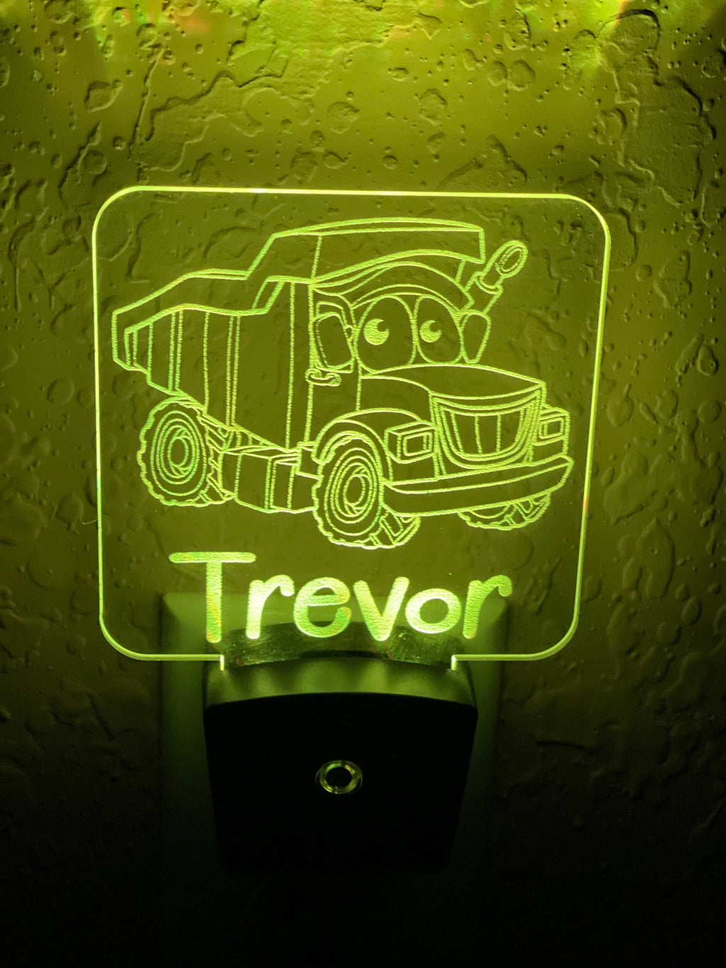 Personalized LED Dump Truck Night Light | 7 Color Changing | Plug in Night Light | Name Light | Children's Night Light | Kids Room Light