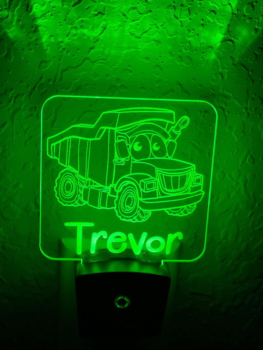 Personalized LED Dump Truck Night Light | 7 Color Changing | Plug in Night Light | Name Light | Children's Night Light | Kids Room Light