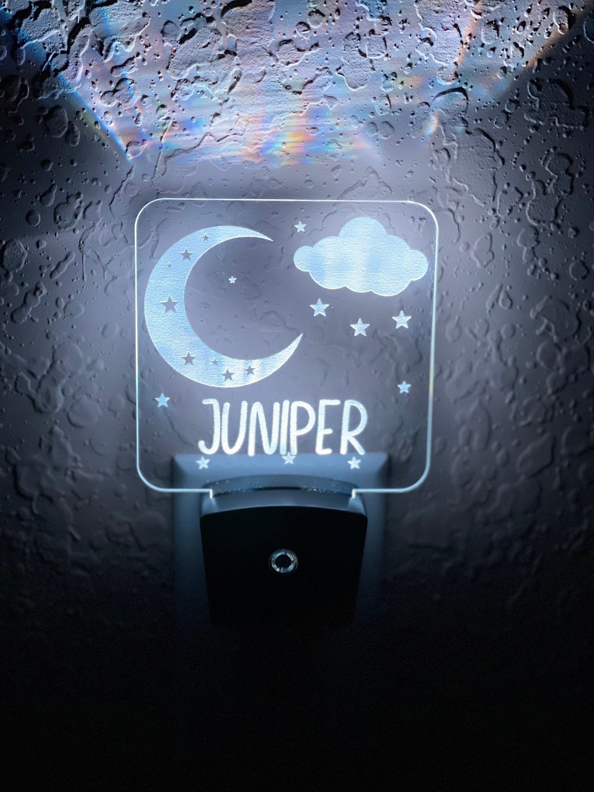 Personalized LED Moon & Stars Night Light | 7 Color Changing | Plug in Night Light | Name Light | Children's Night Light | Kids Room Light