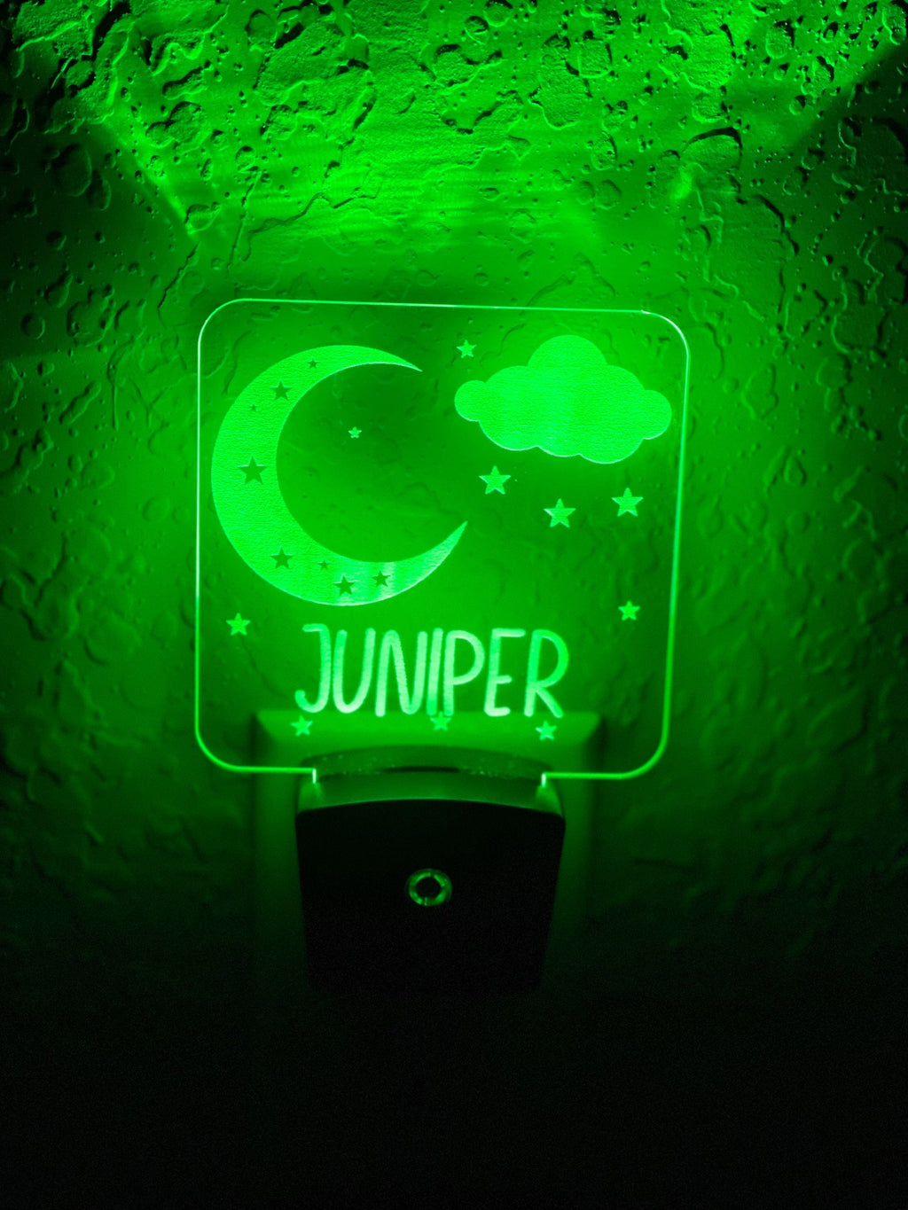 Personalized LED Moon & Stars Night Light | 7 Color Changing | Plug in Night Light | Name Light | Children's Night Light | Kids Room Light